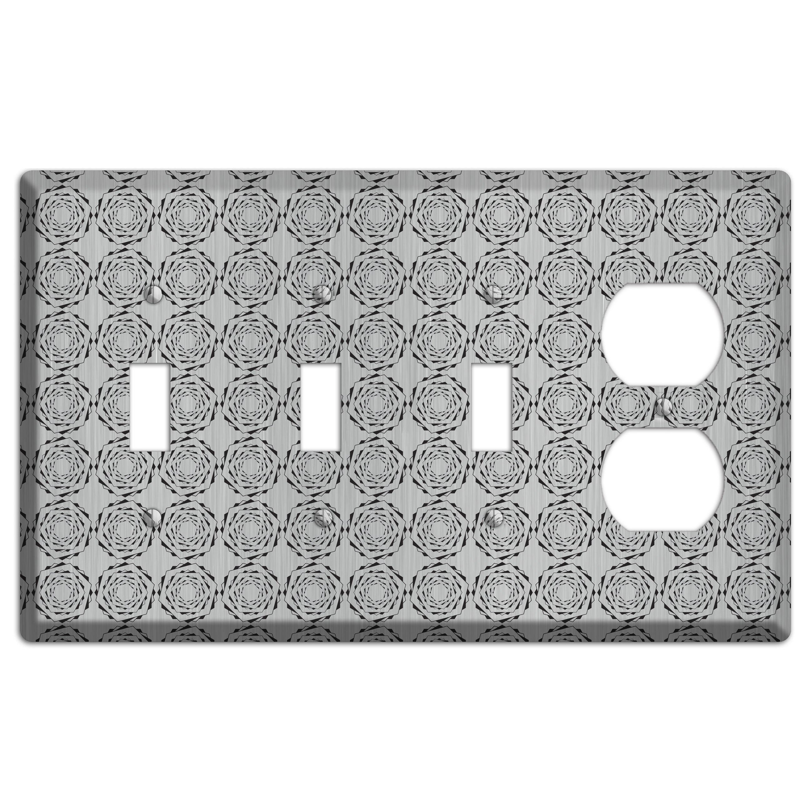 Hexagon Rotation  Stainless 3 Toggle / Duplex Wallplate