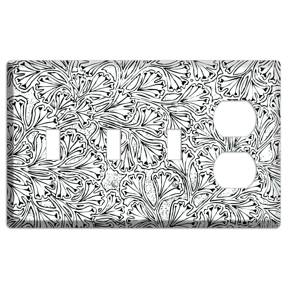 Deco Olive Interlocking Floral 3 Toggle / Duplex Wallplate