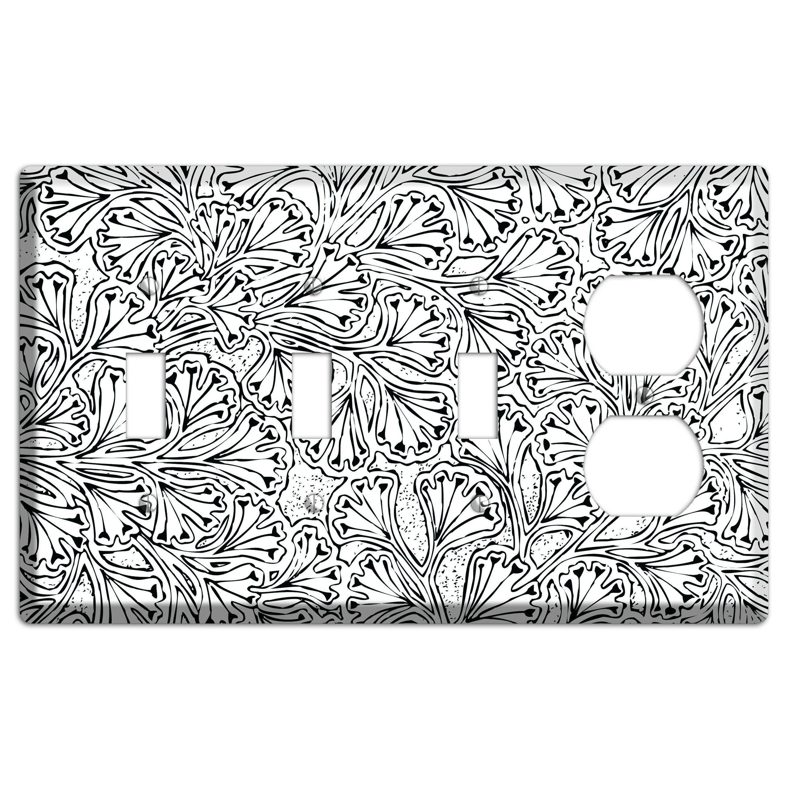 Deco Olive Interlocking Floral 3 Toggle / Duplex Wallplate