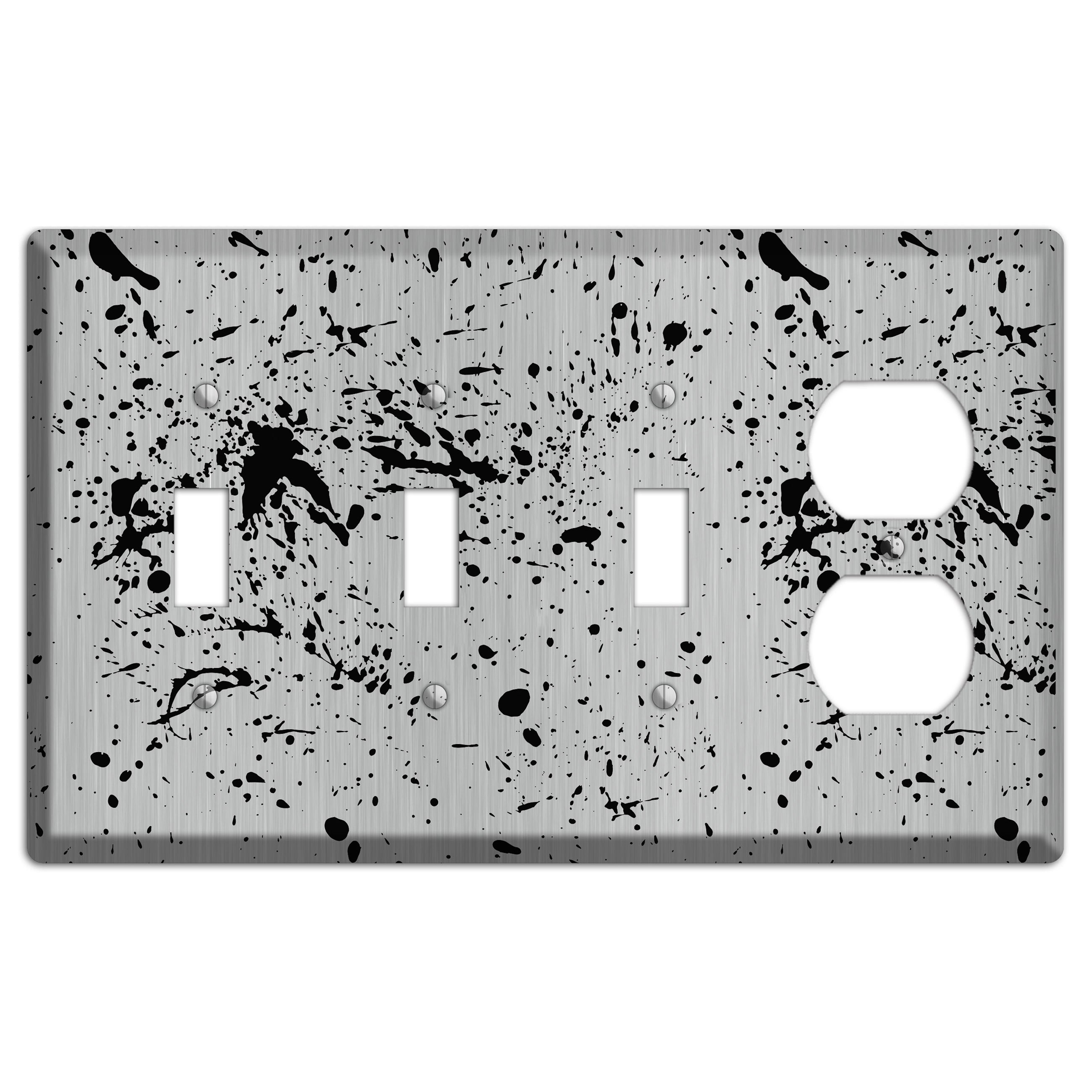 Ink Splash 4 Stainless 3 Toggle / Duplex Wallplate