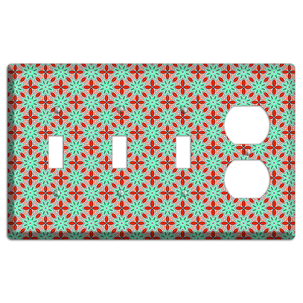 Green and Red Foulard 3 Toggle / Duplex Wallplate