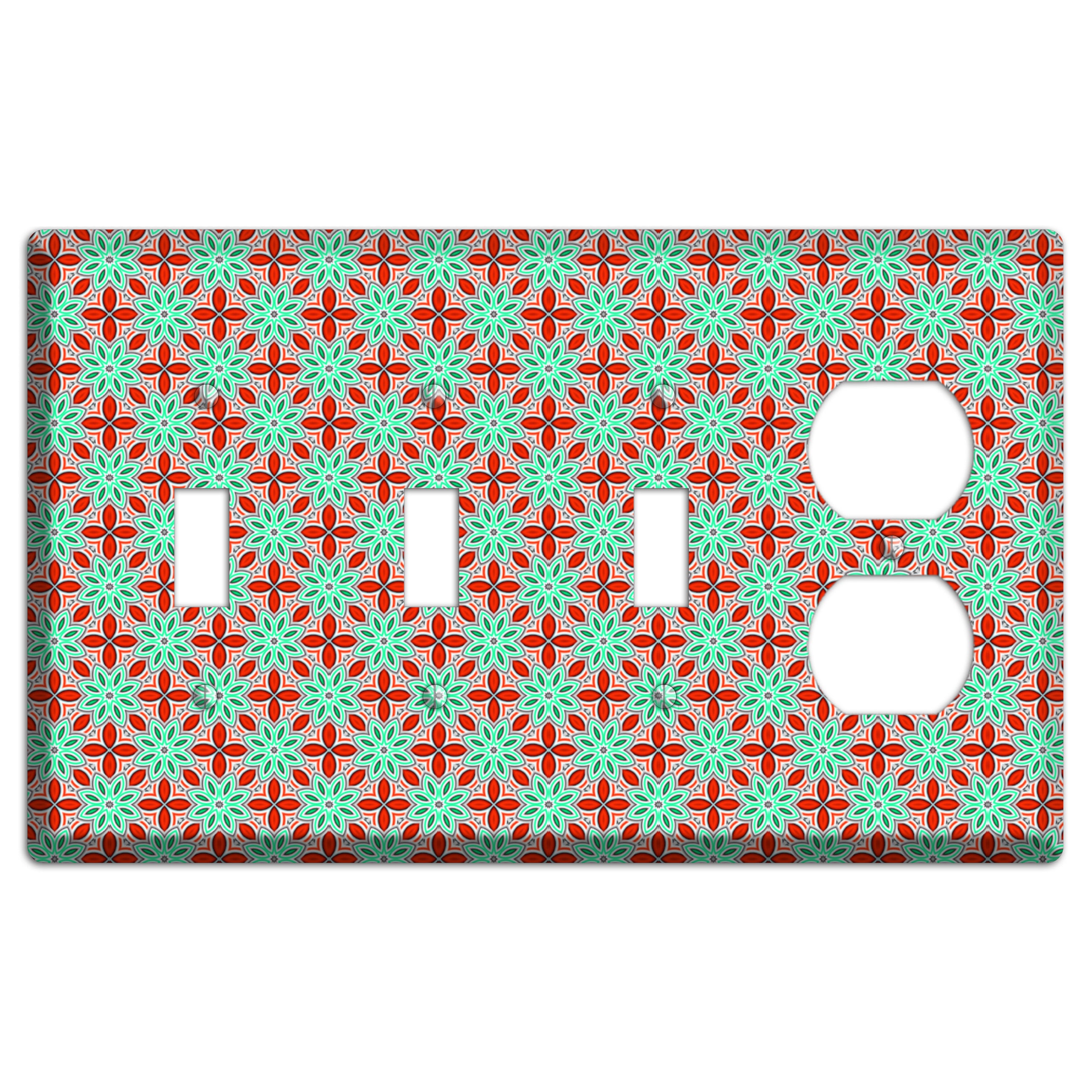 Green and Red Foulard 3 Toggle / Duplex Wallplate