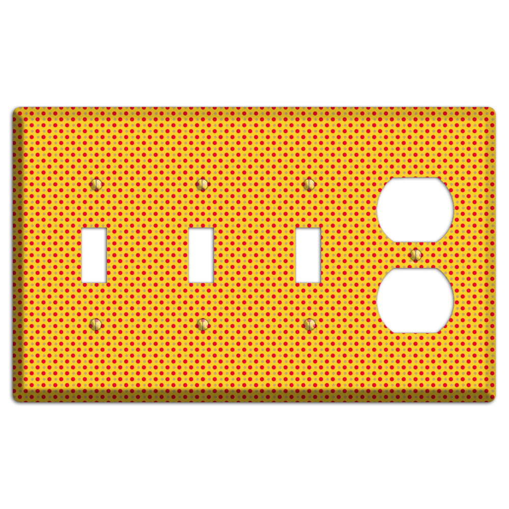Orange with Maroon Tiny Polka Dots 3 Toggle / Duplex Wallplate