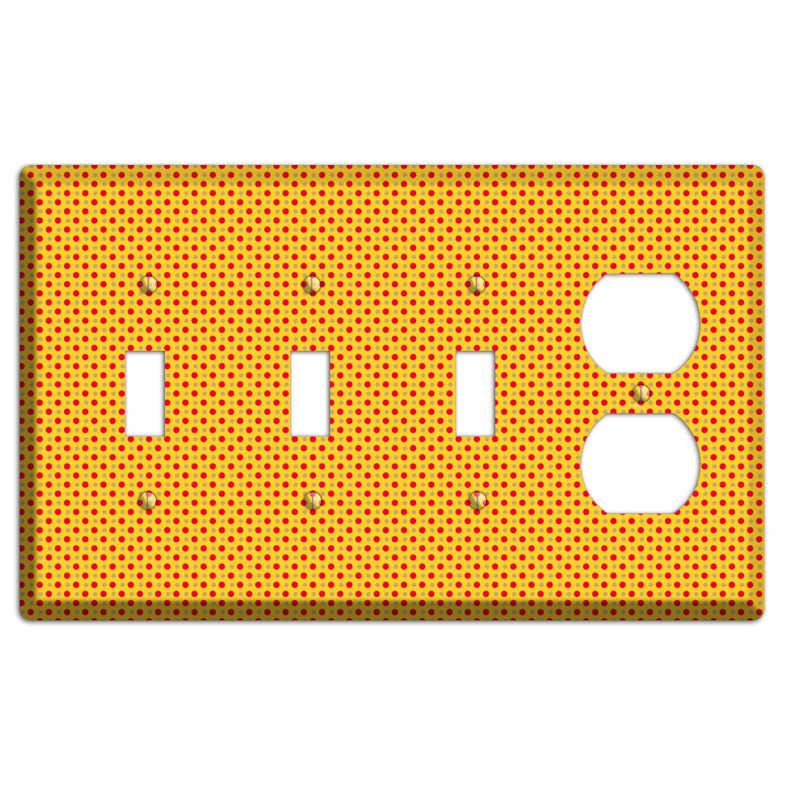 Orange with Maroon Tiny Polka Dots 3 Toggle / Duplex Wallplate