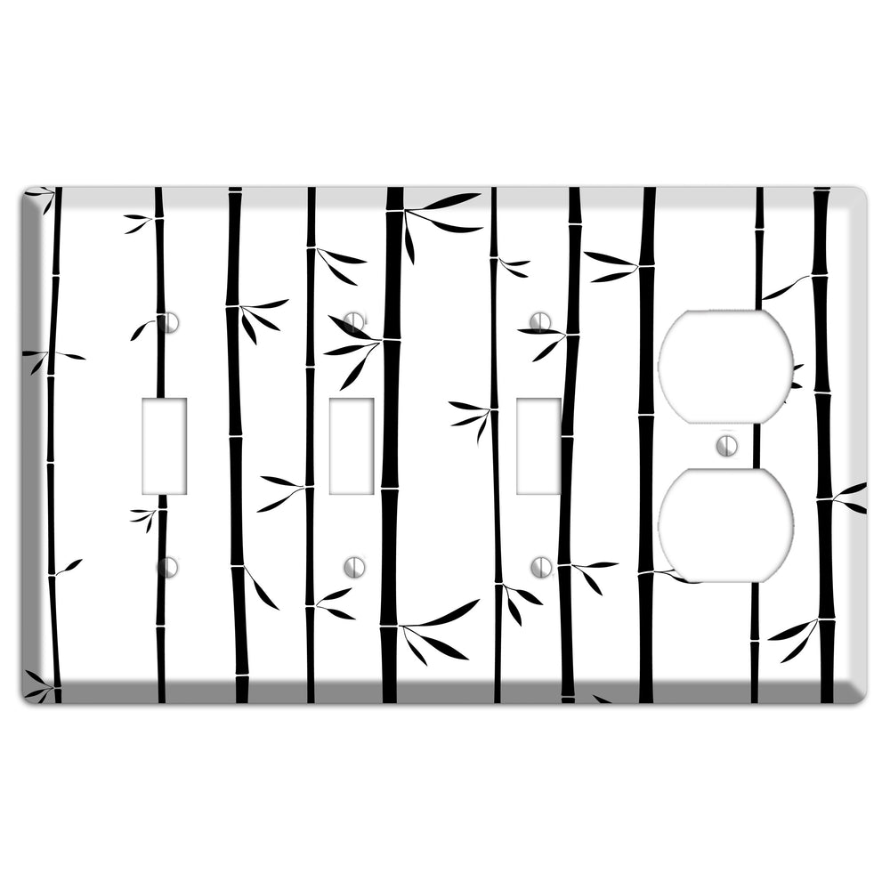 Black and White Bamboo 3 Toggle / Duplex Wallplate