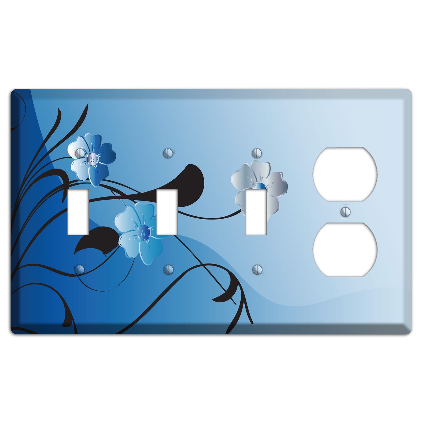 Blue Floral Sprig 3 Toggle / Duplex Wallplate