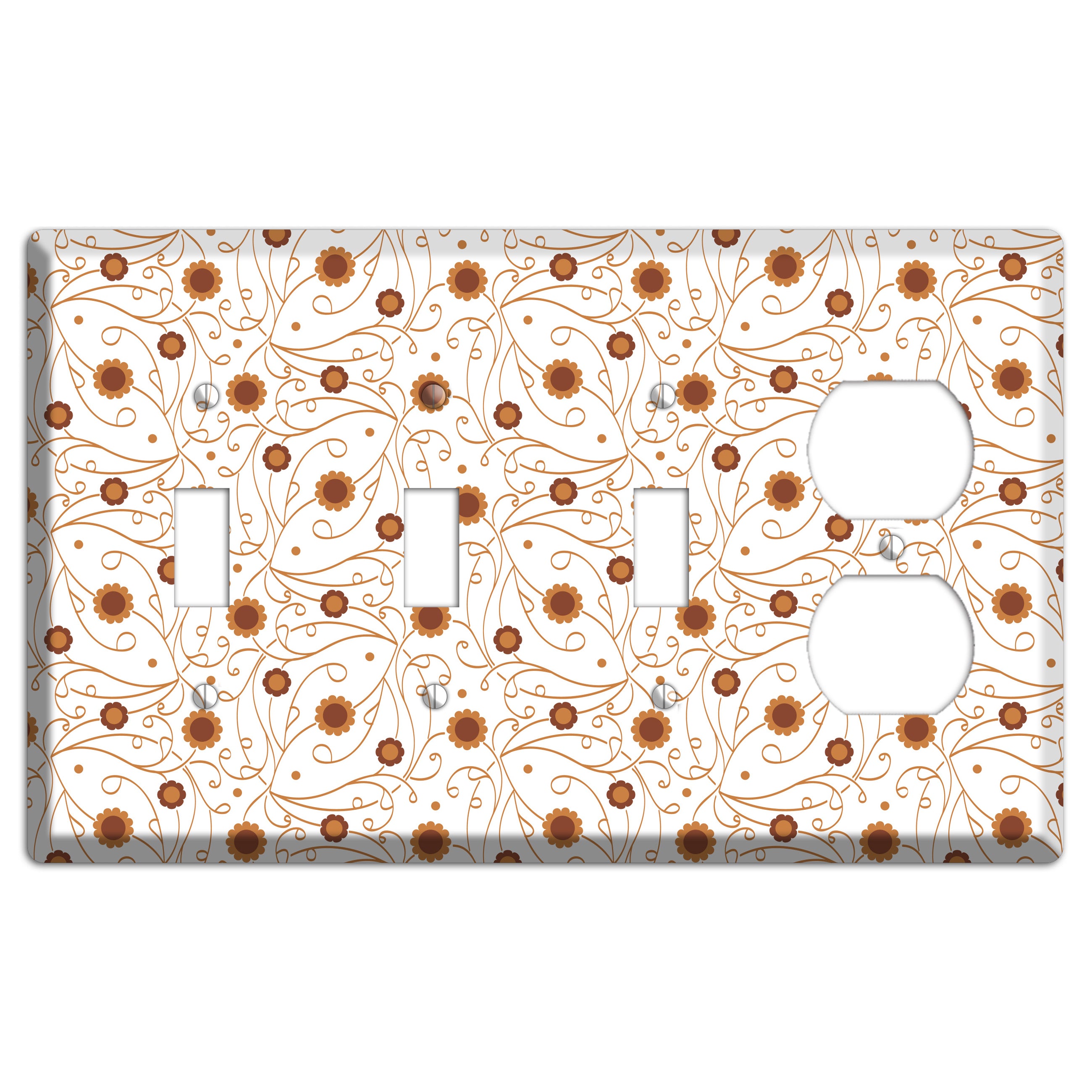 White Vine Floral 3 Toggle / Duplex Wallplate