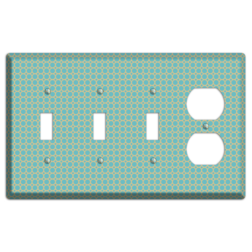 Dusty Blue Tiled Multi Small Dots 3 Toggle / Duplex Wallplate