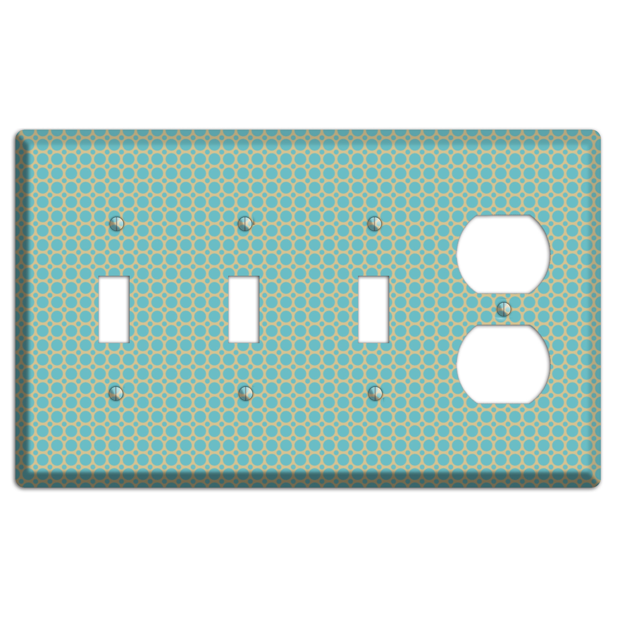 Dusty Blue Tiled Multi Small Dots 3 Toggle / Duplex Wallplate