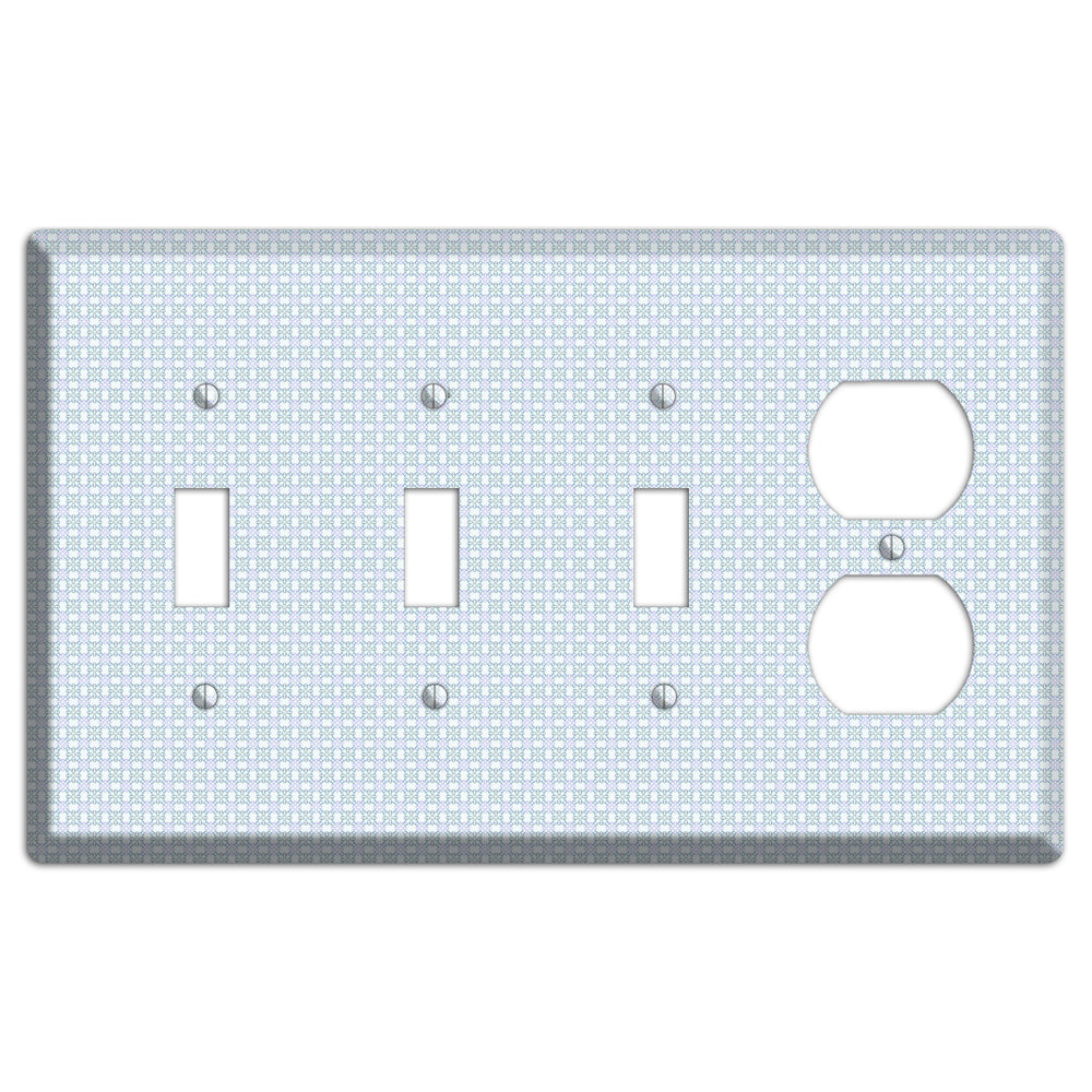 Light Blue and Lavender Tiled Tiny Arabesque 3 Toggle / Duplex Wallplate