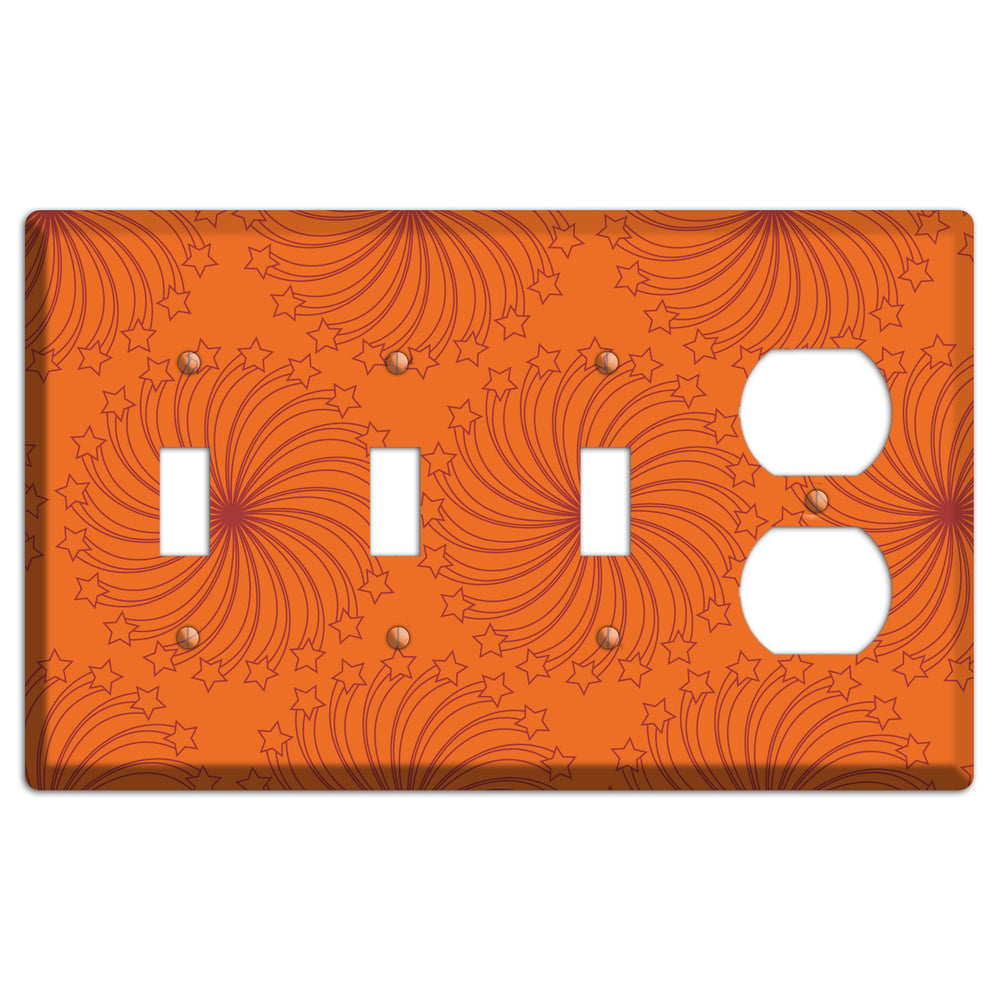 Multi Orange Star Swirl 3 Toggle / Duplex Wallplate