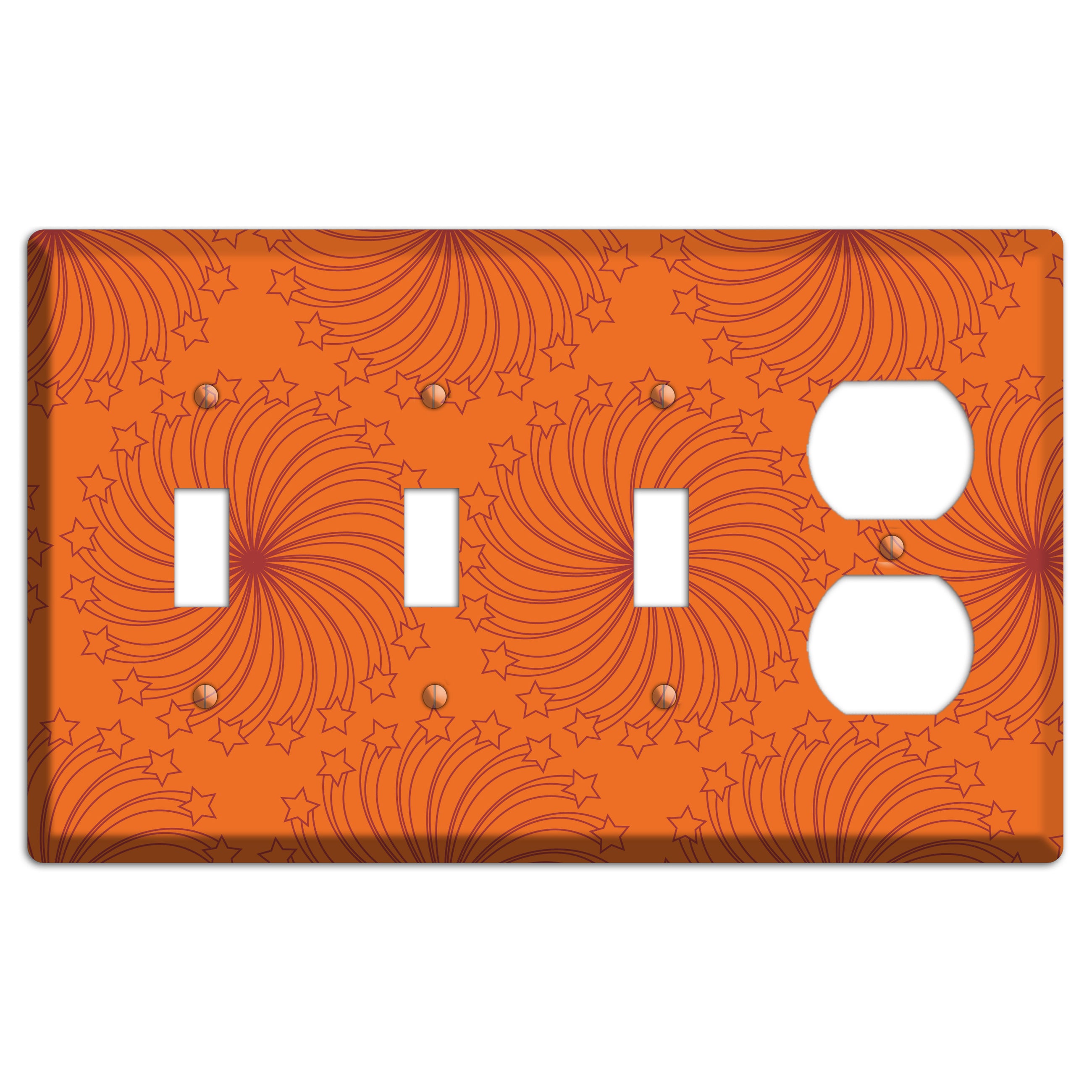 Multi Orange Star Swirl 3 Toggle / Duplex Wallplate