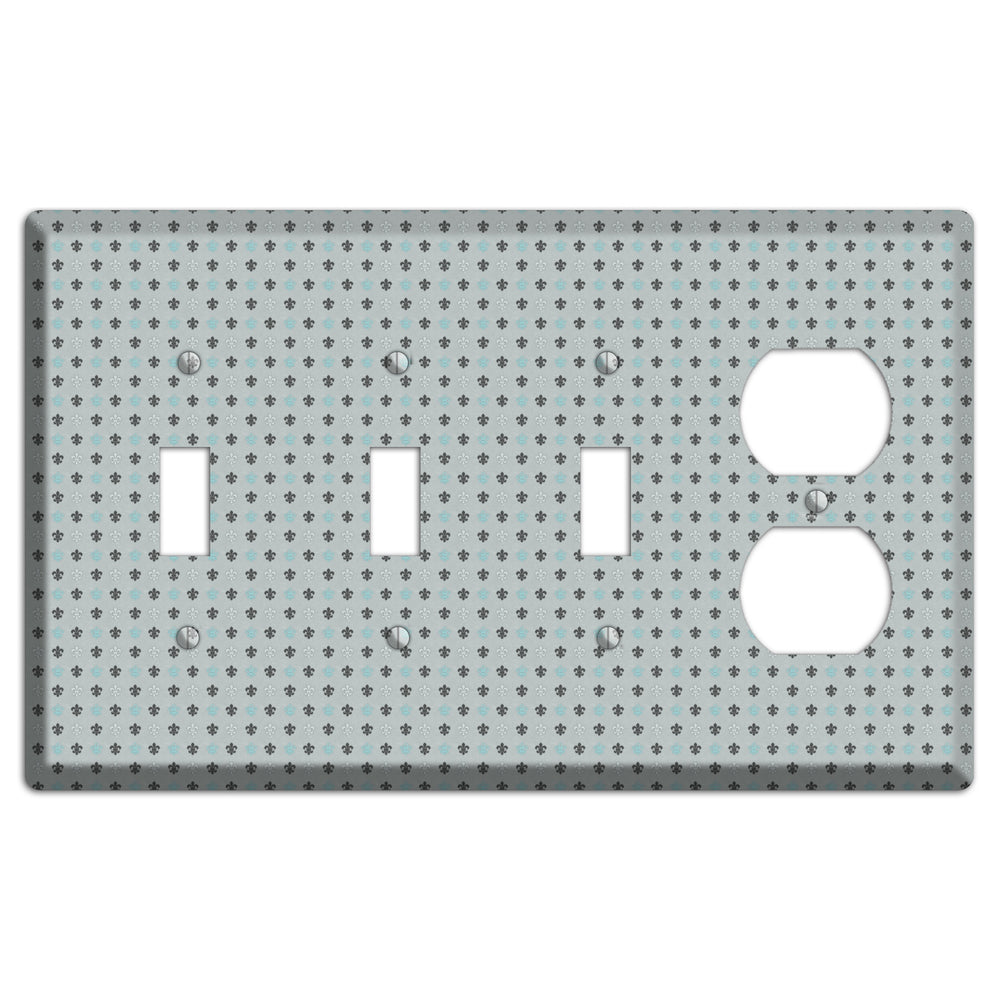 Dusty Blue with Fleur de Lis 3 Toggle / Duplex Wallplate