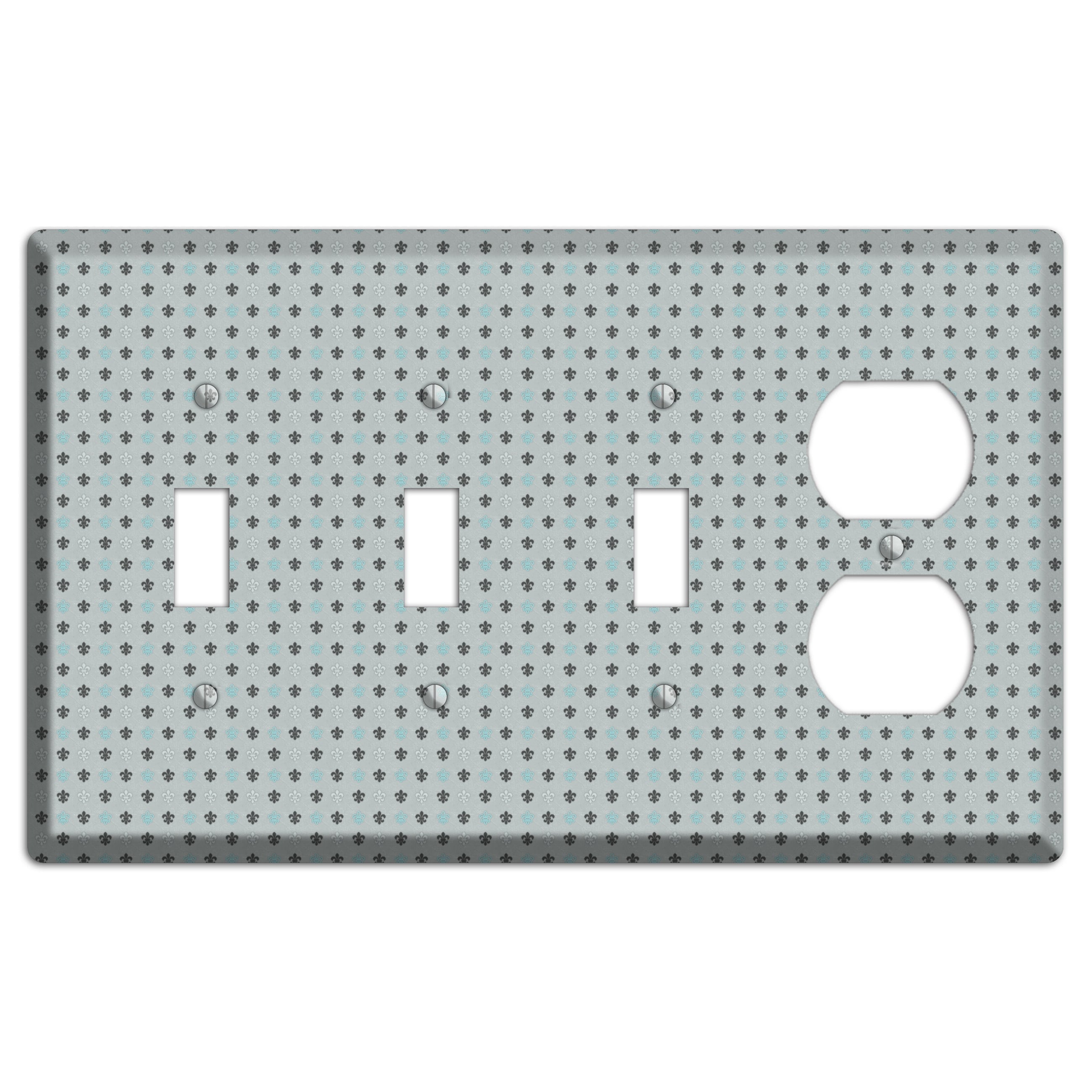 Dusty Blue with Fleur de Lis 3 Toggle / Duplex Wallplate