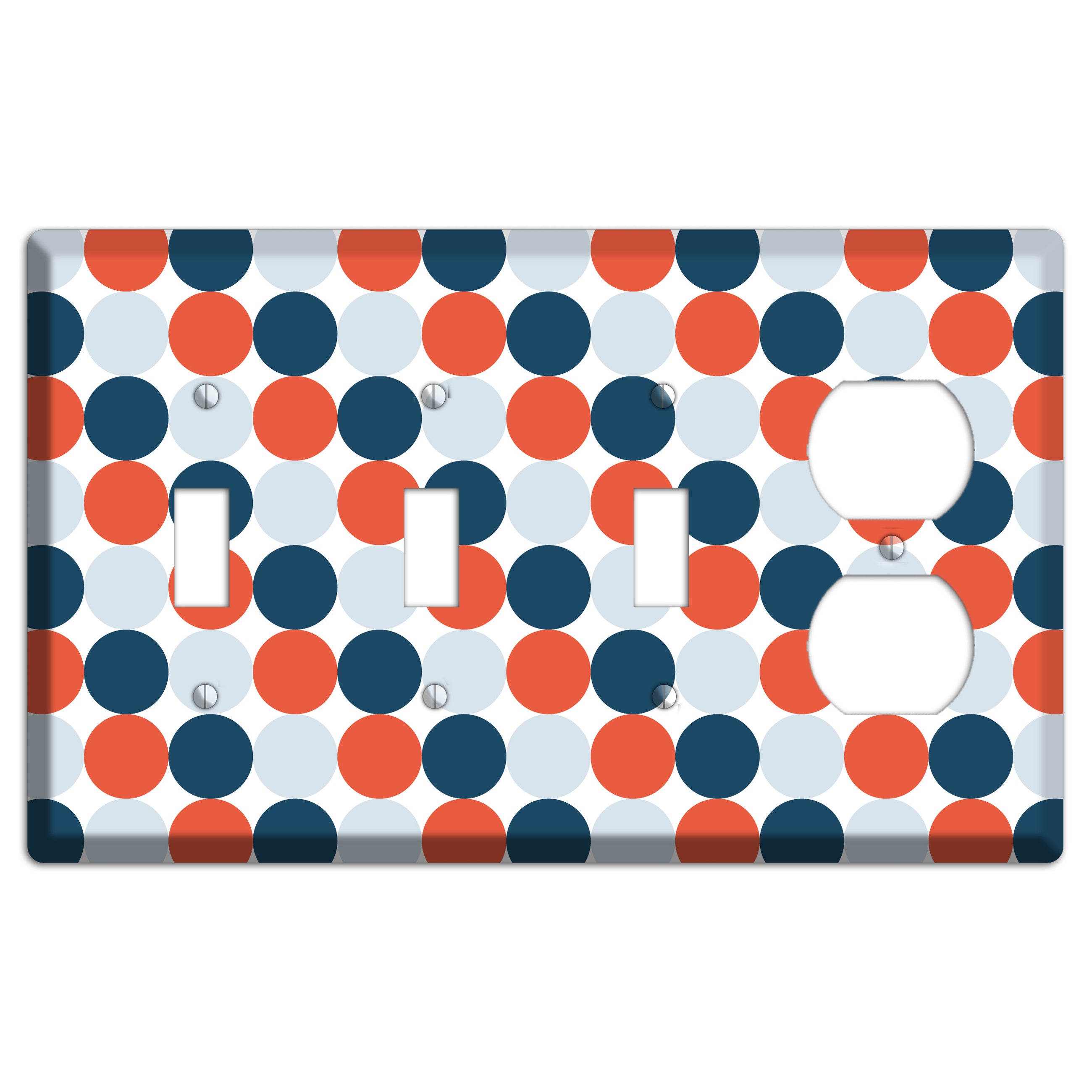 Multi Blue Red Tiled Dots 3 Toggle / Duplex Wallplate