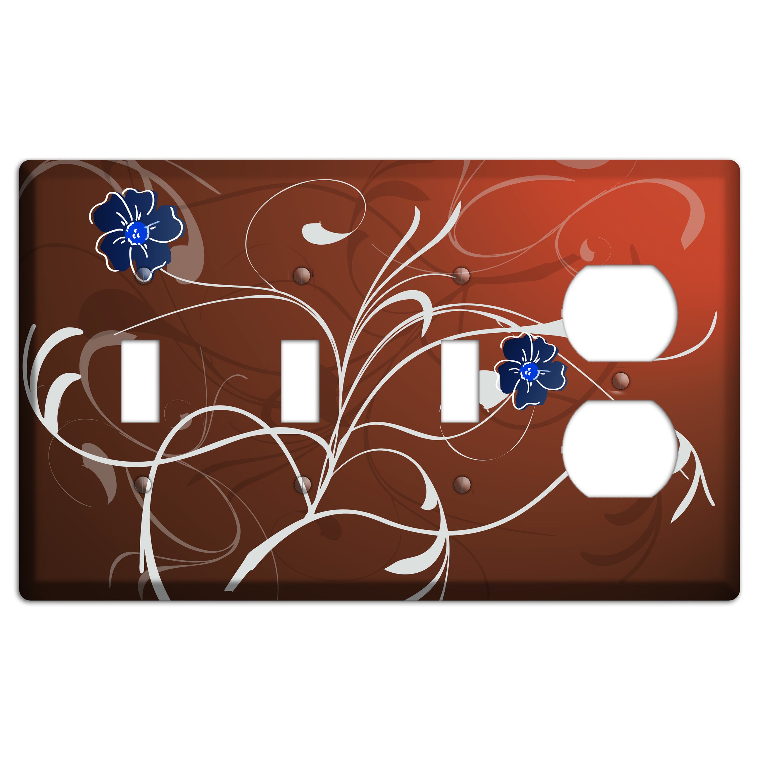 Brown Flower with Swirl 3 Toggle / Duplex Wallplate
