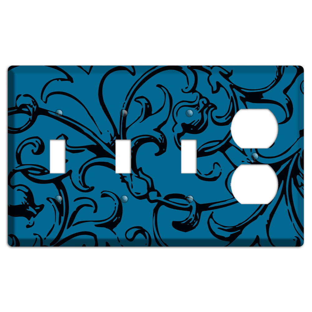 Victorian Blue 3 Toggle / Duplex Wallplate