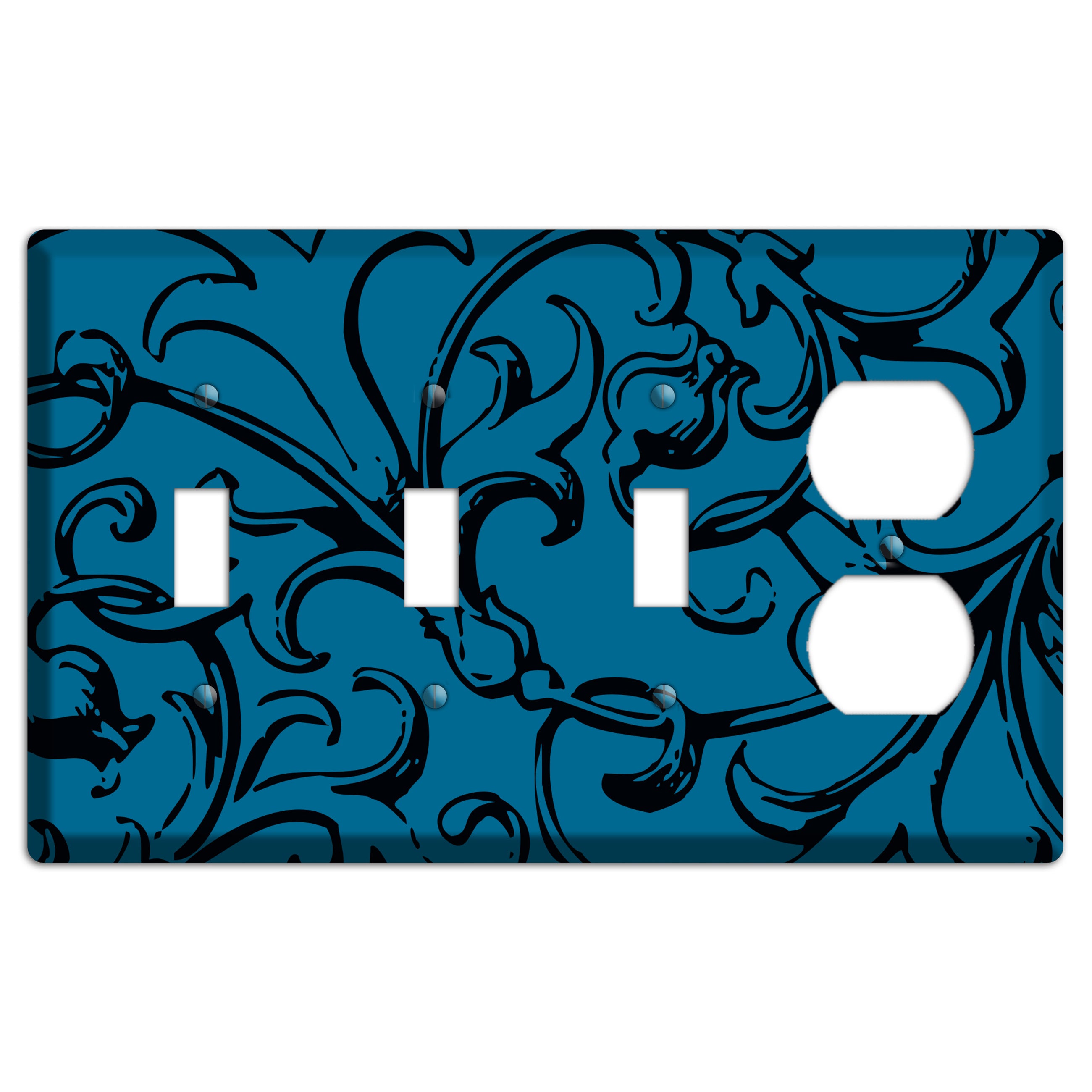 Victorian Blue 3 Toggle / Duplex Wallplate