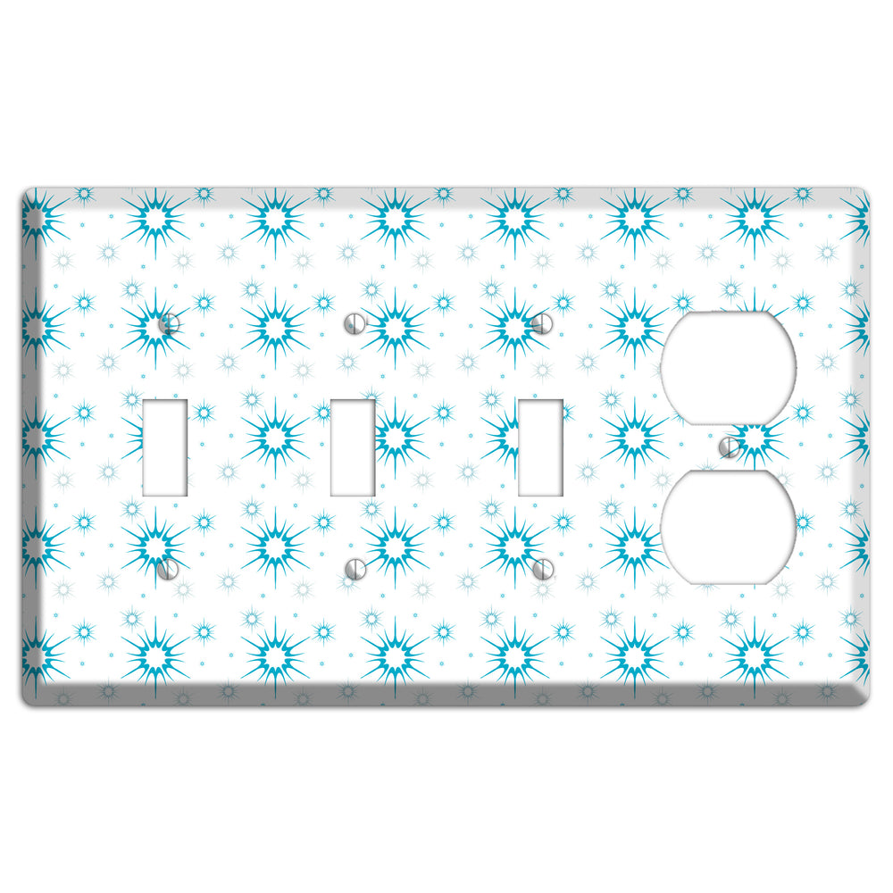 Blue Retro Burst 3 Toggle / Duplex Wallplate