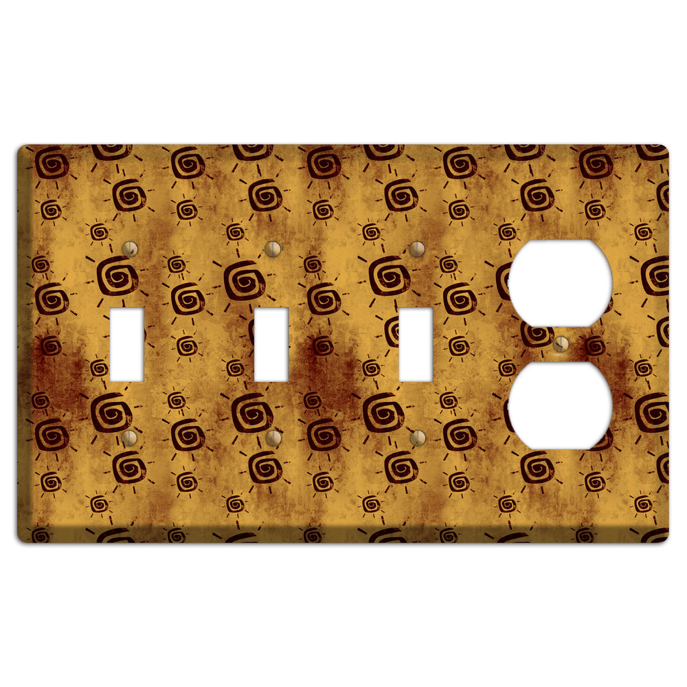 Mustard with Maroon Swirl 3 Toggle / Duplex Wallplate