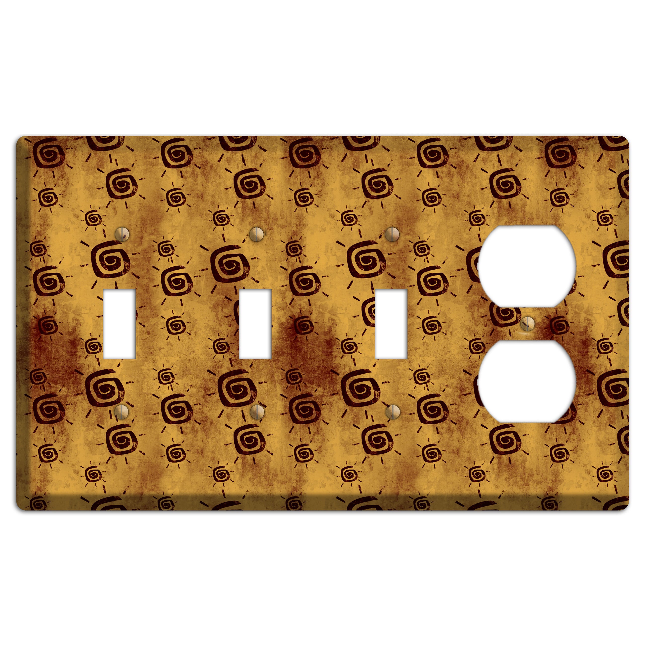 Mustard with Maroon Swirl 3 Toggle / Duplex Wallplate