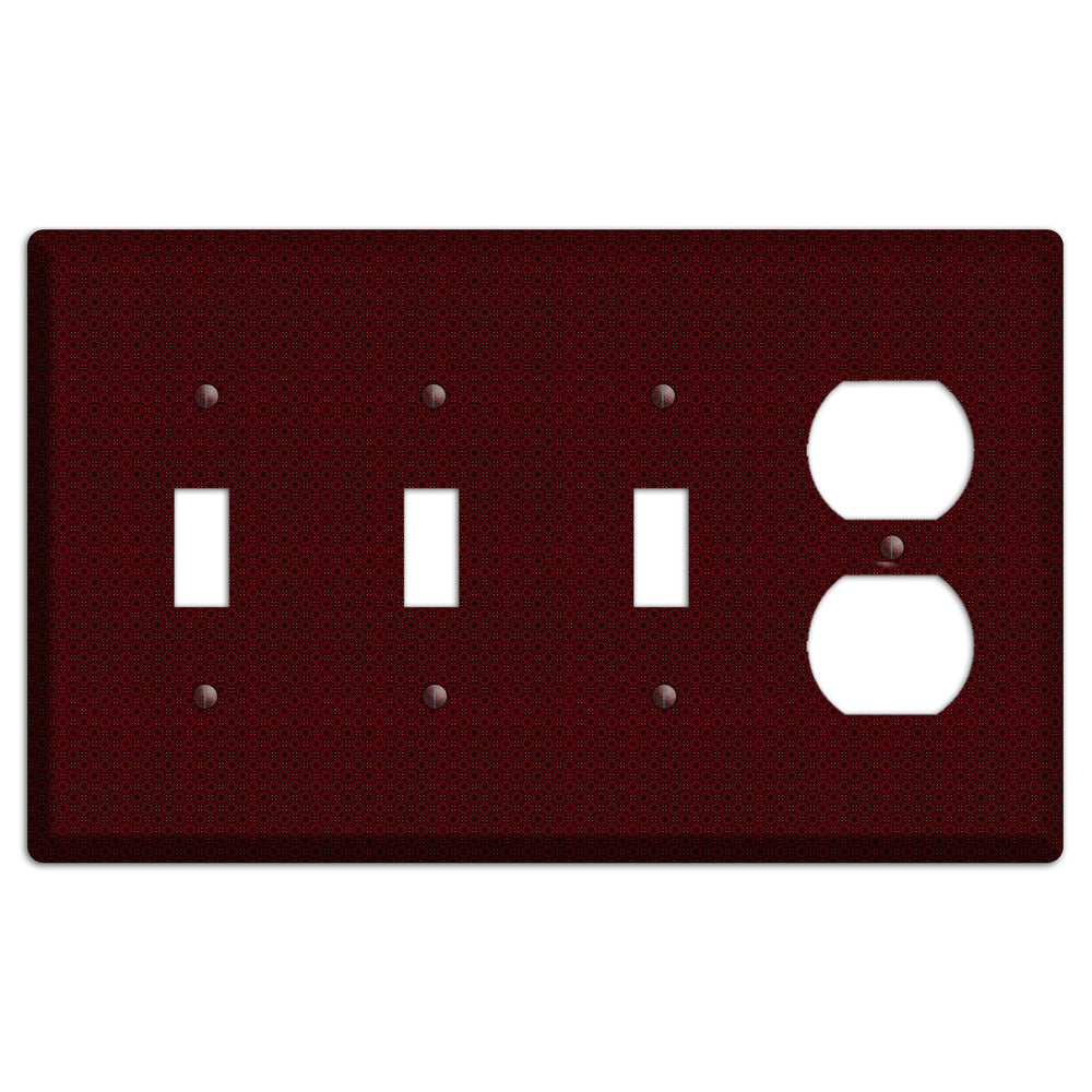 Maroon Tiny Checkered Foulard 3 Toggle / Duplex Wallplate