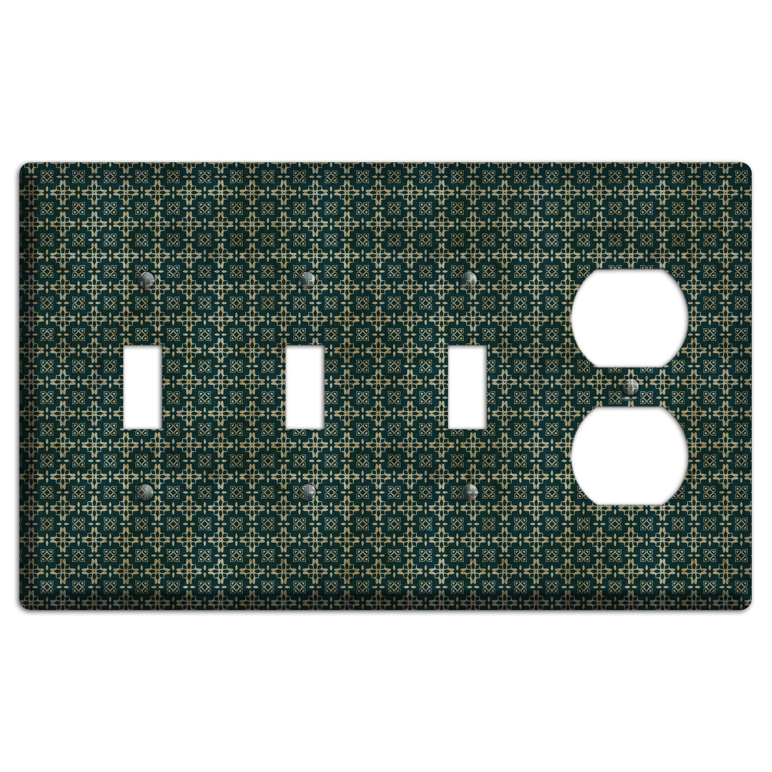 Dark Green Grunge Arabesque 3 Toggle / Duplex Wallplate