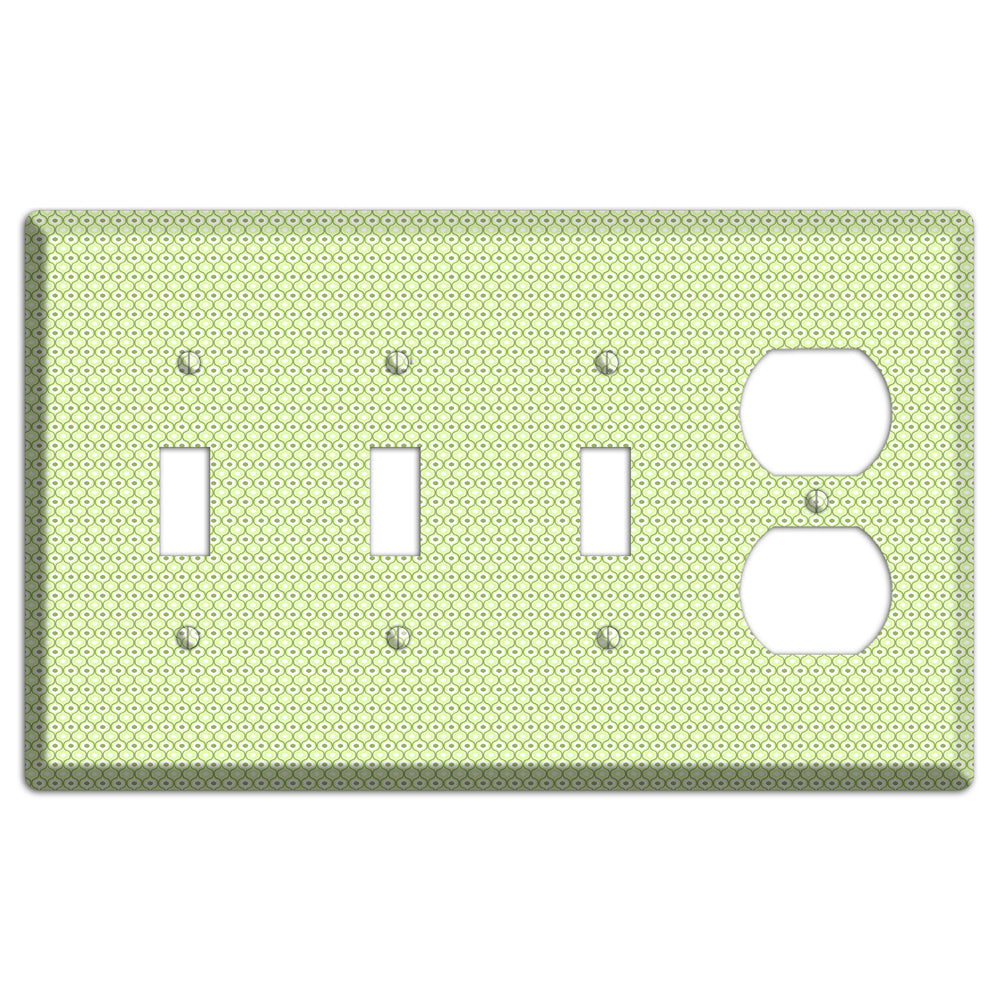 Multi Green Tiny Double Scallop 3 Toggle / Duplex Wallplate