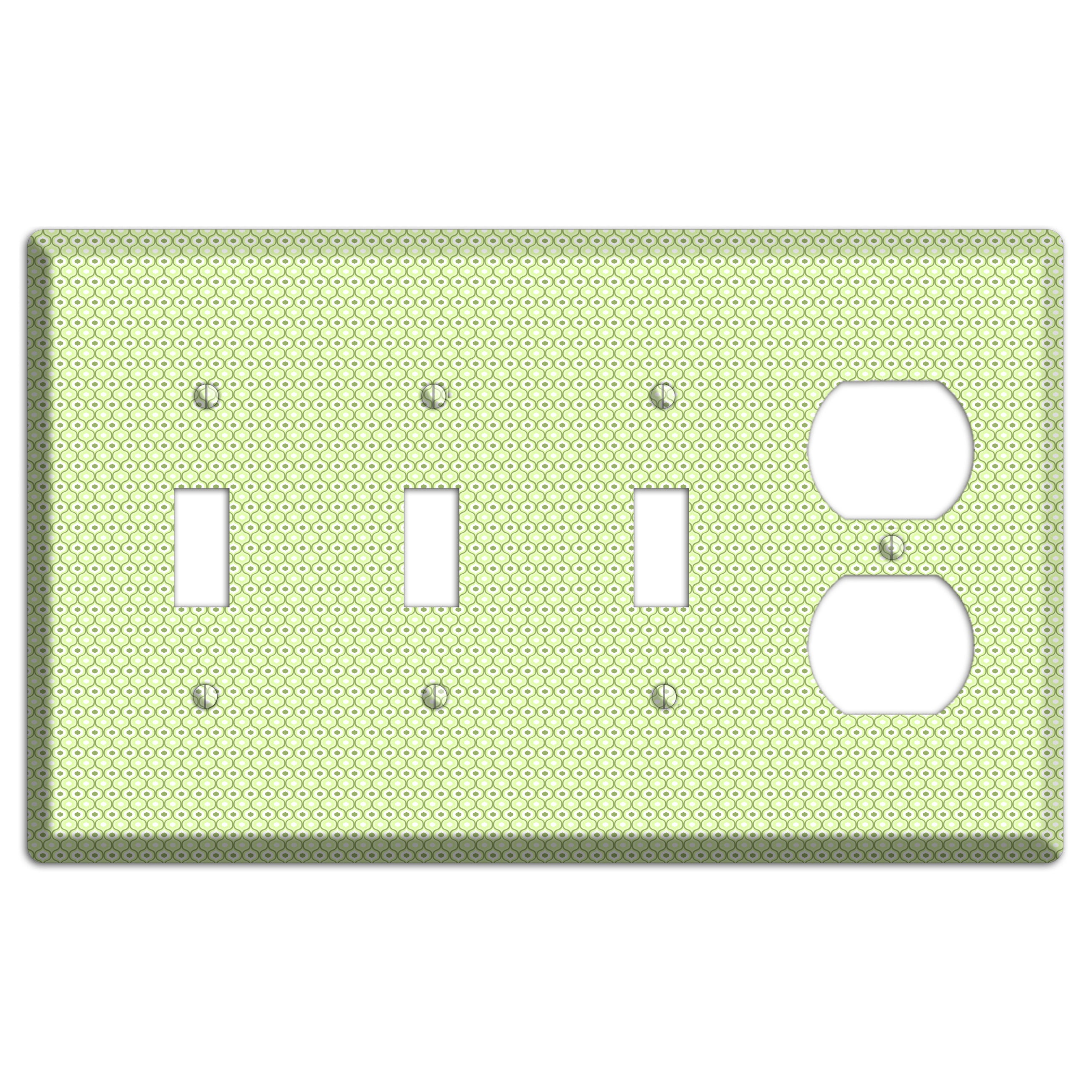 Multi Green Tiny Double Scallop 3 Toggle / Duplex Wallplate