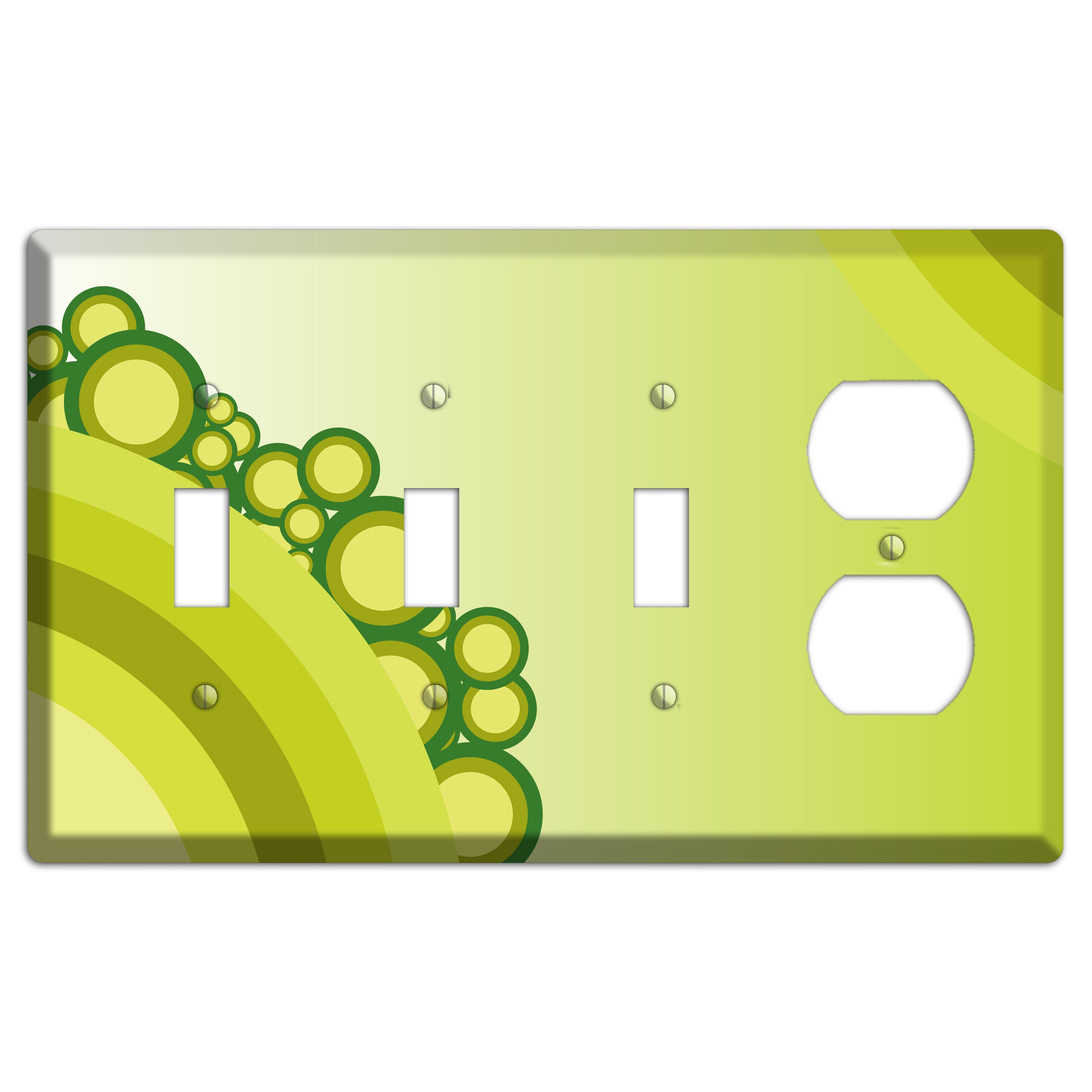 Green Rainbow Dots 3 Toggle / Duplex Wallplate