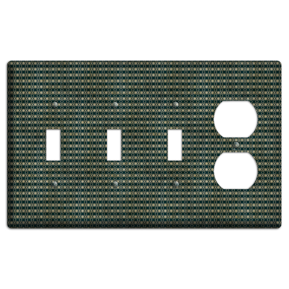 Dark Green Grunge Tiny Tiled Tapestry 2 3 Toggle / Duplex Wallplate