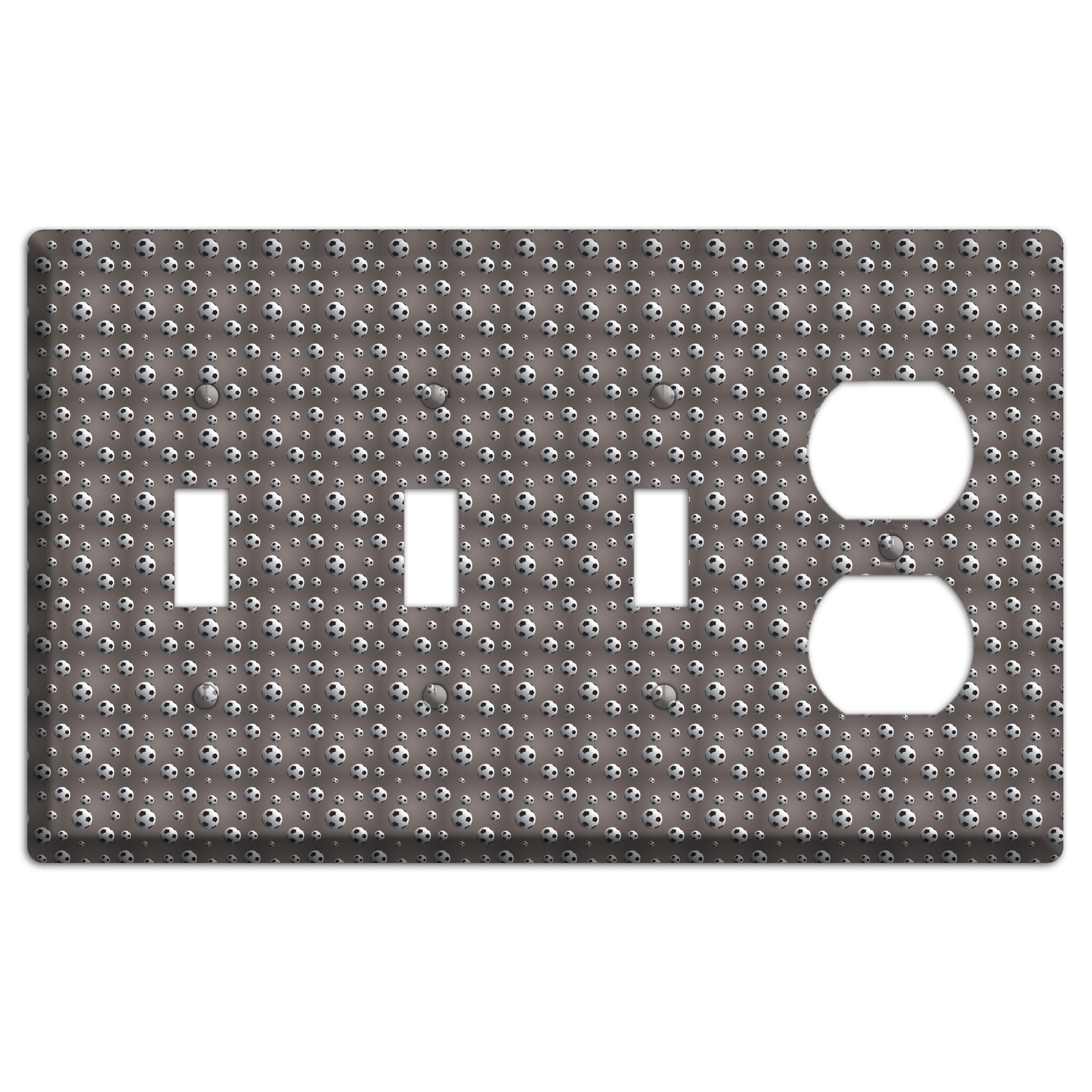 Grey with Soccer Balls 3 Toggle / Duplex Wallplate