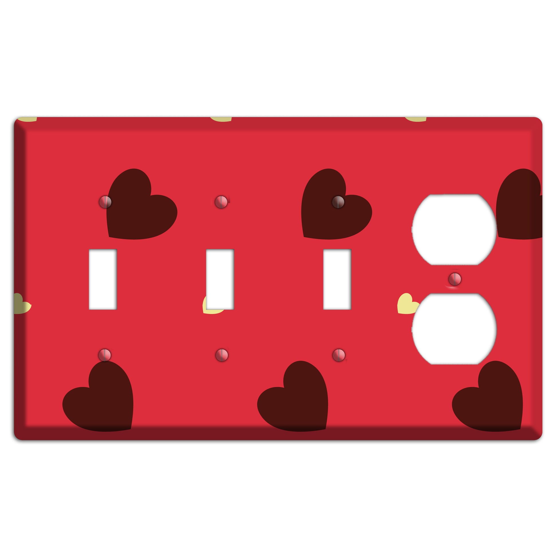 Red with Hearts 3 Toggle / Duplex Wallplate
