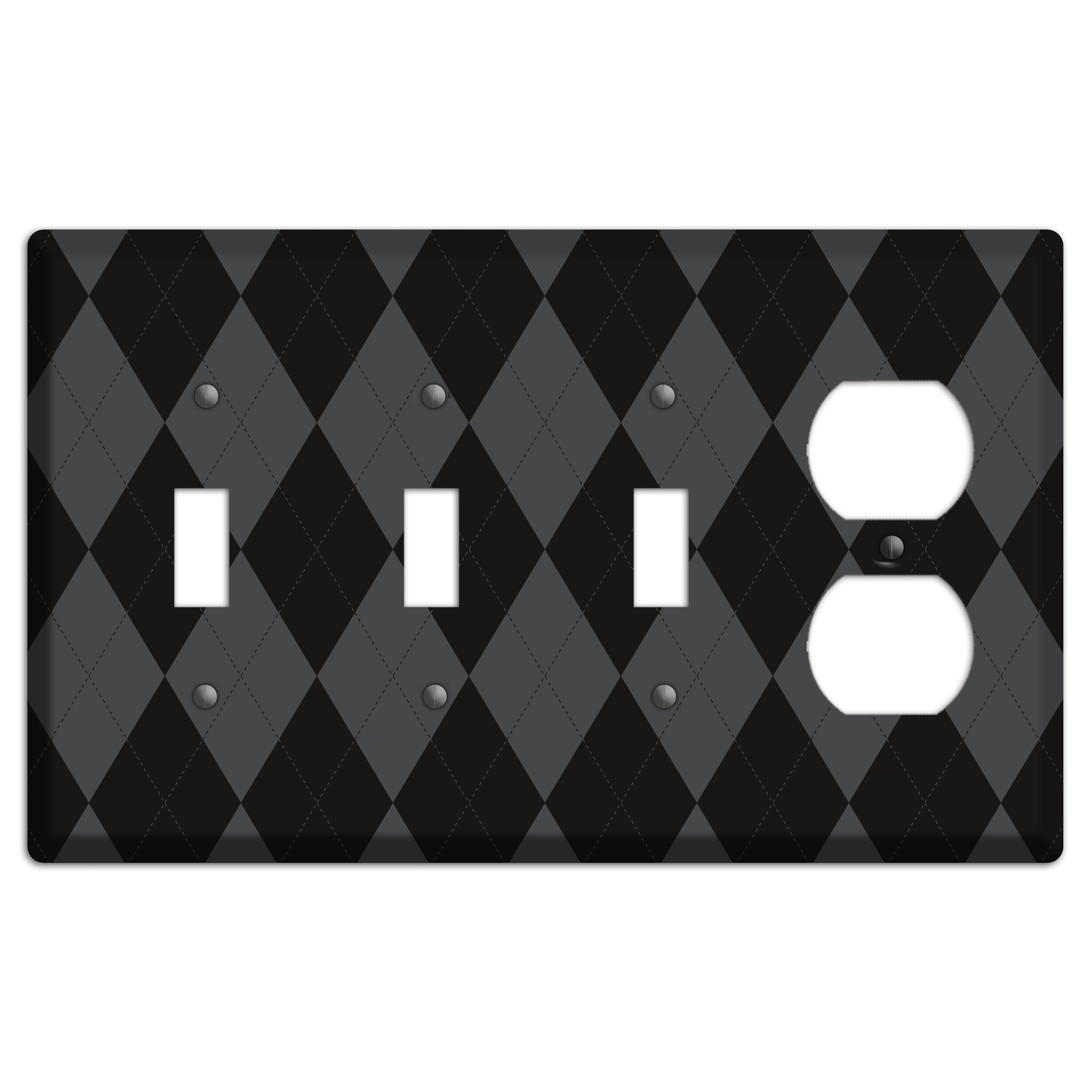 Black and Grey Argyle 3 Toggle / Duplex Wallplate