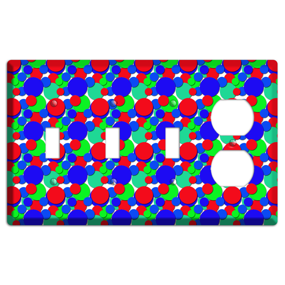 Red Blue Green Bubble Dots 3 Toggle / Duplex Wallplate