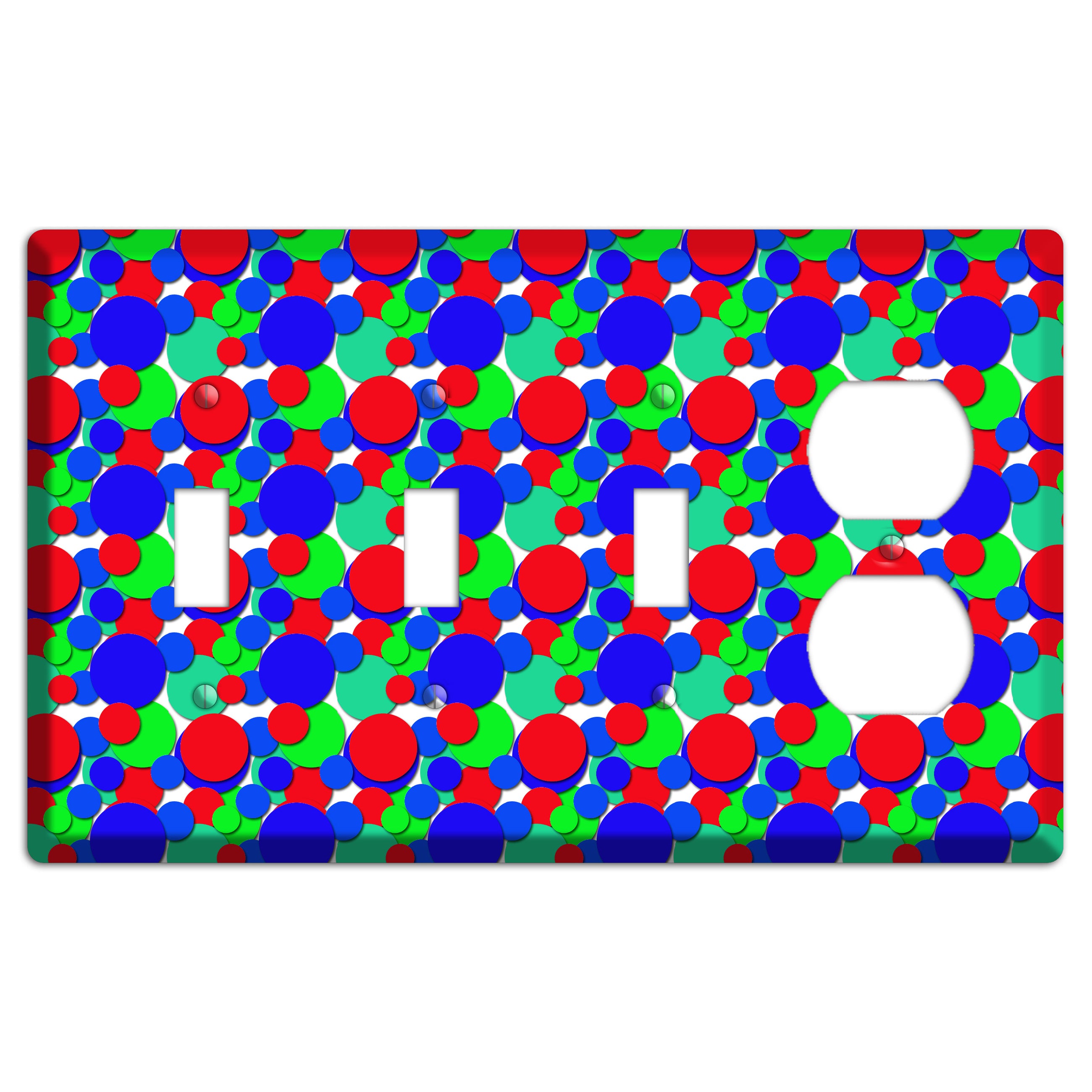 Red Blue Green Bubble Dots 3 Toggle / Duplex Wallplate