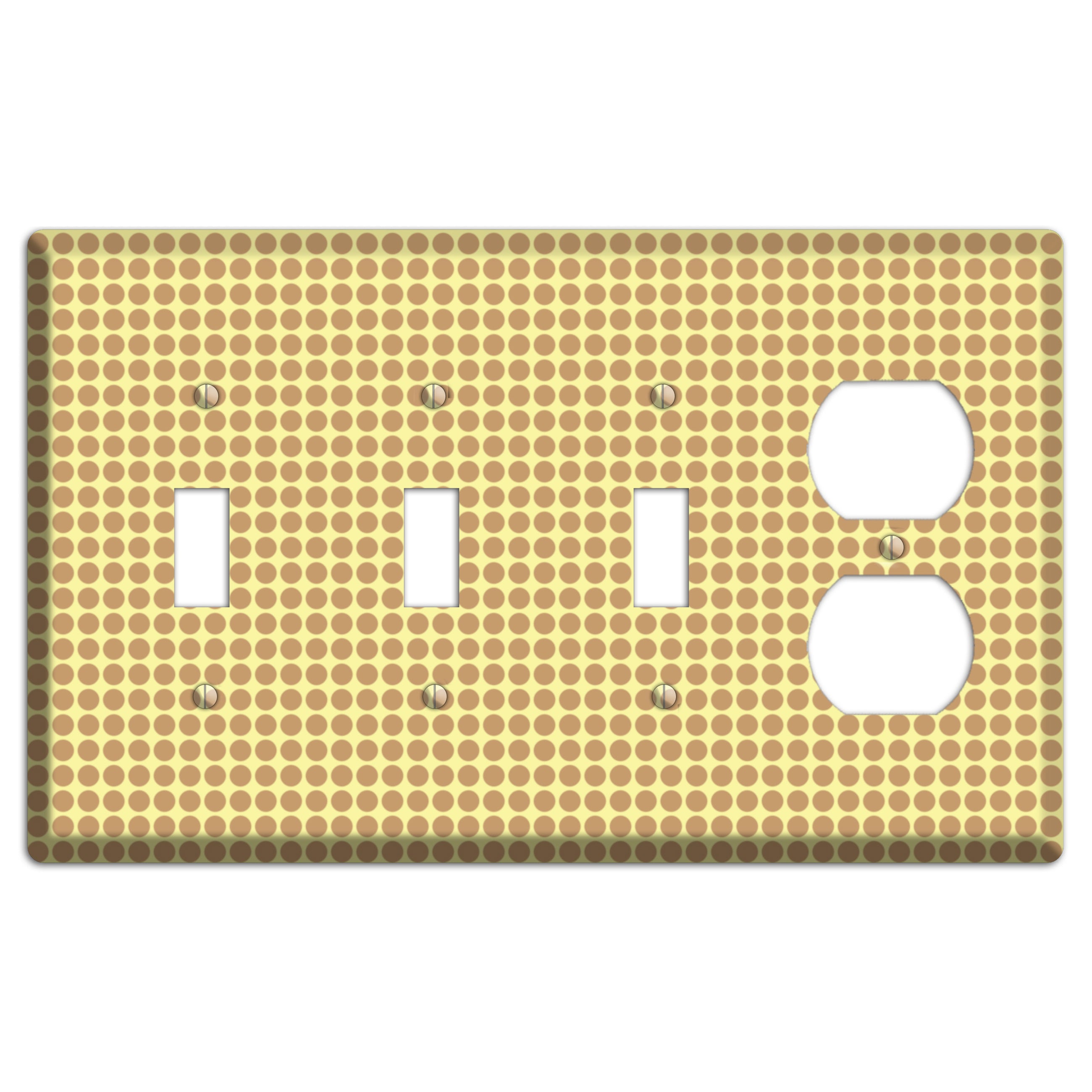 Yellow with Light Brown Tiled Small Dots 3 Toggle / Duplex Wallplate