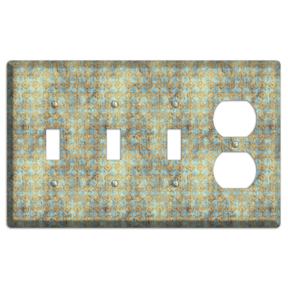 Green and Beige Diamond Circles 3 Toggle / Duplex Wallplate