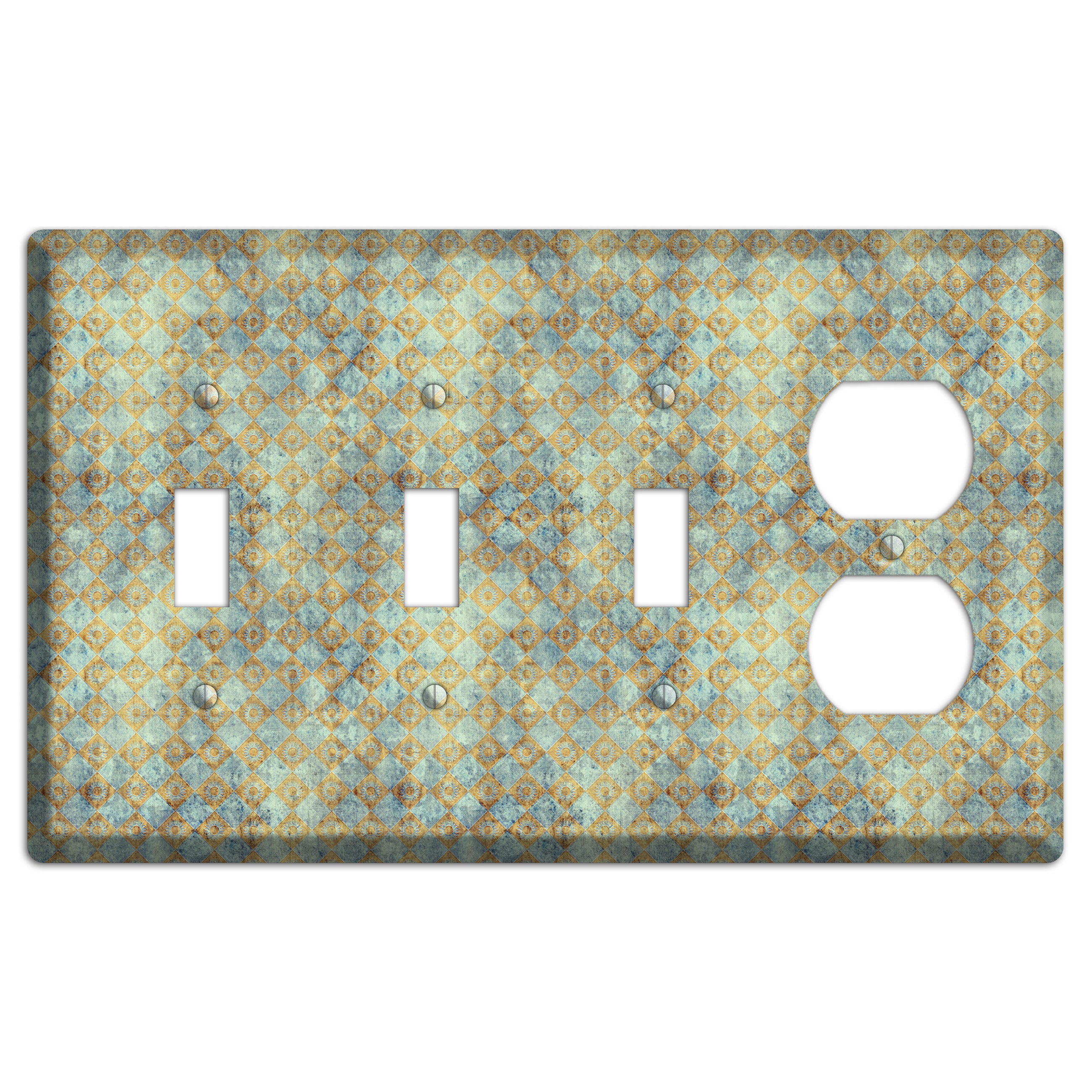 Green and Beige Diamond Circles 3 Toggle / Duplex Wallplate