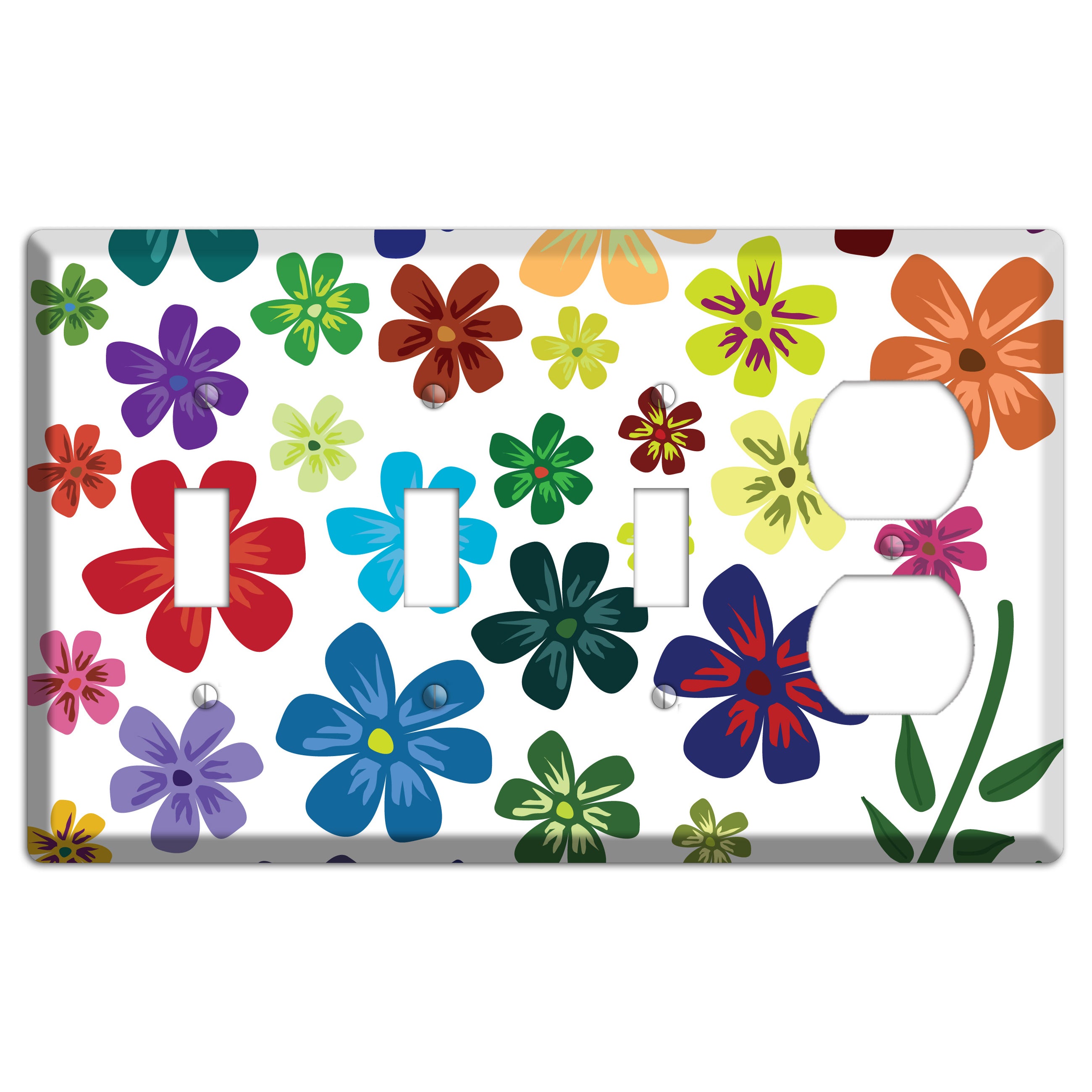 White Flowers 3 Toggle / Duplex Wallplate