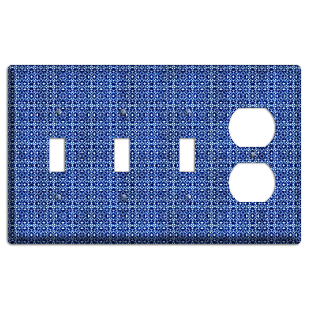 Multi Blue Arabesque 3 Toggle / Duplex Wallplate