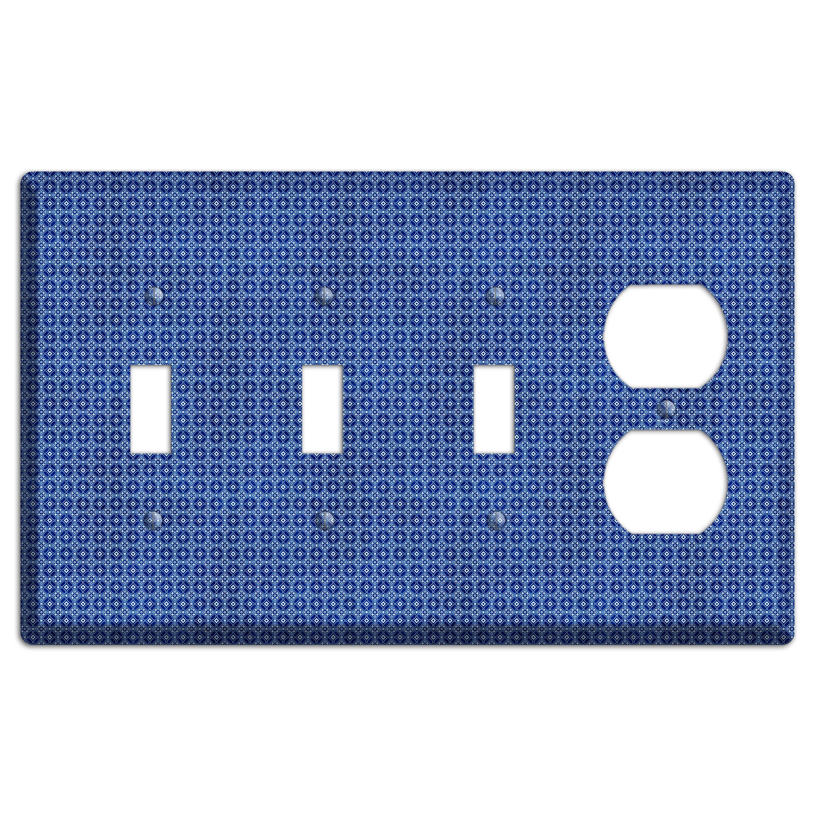 Multi Blue Arabesque 3 Toggle / Duplex Wallplate
