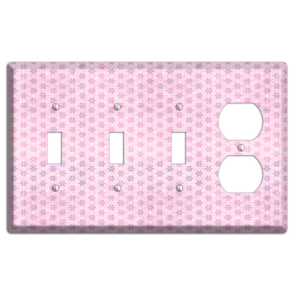 Pink Grunge Floral Contour 3 Toggle / Duplex Wallplate