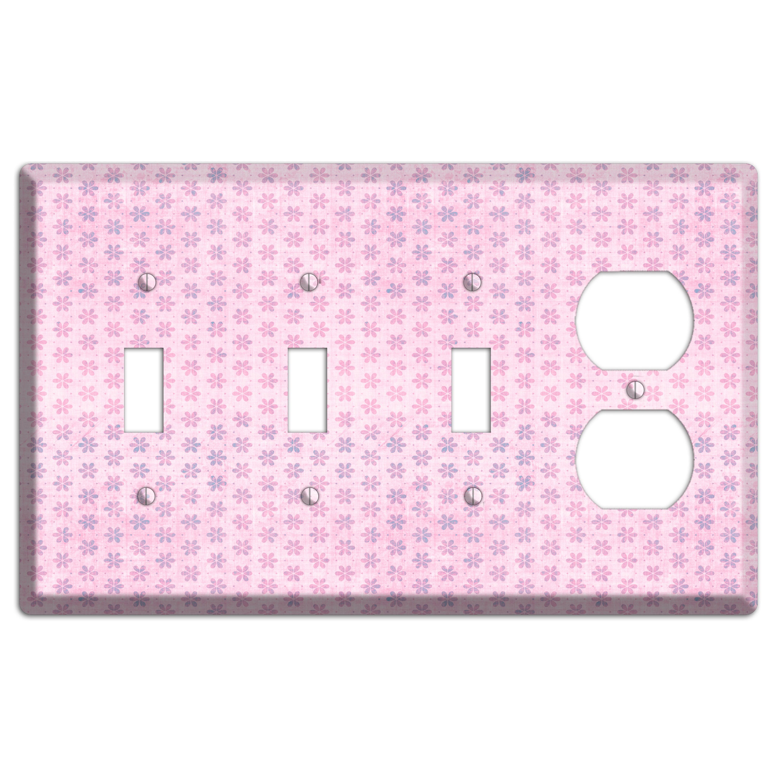 Pink Grunge Floral Contour 3 Toggle / Duplex Wallplate
