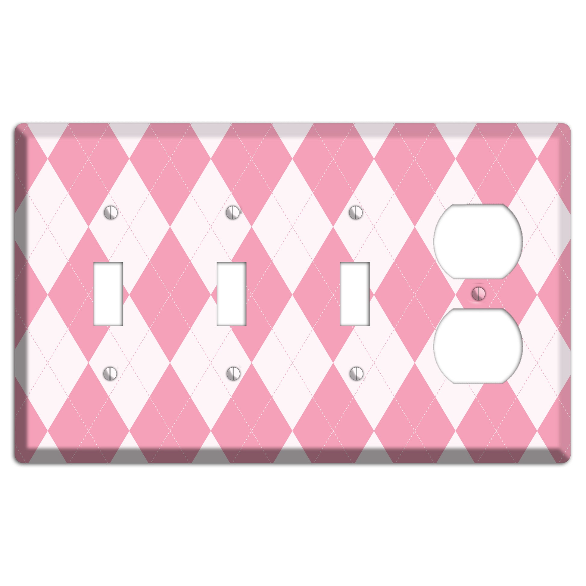 Pink Argyle 3 Toggle / Duplex Wallplate