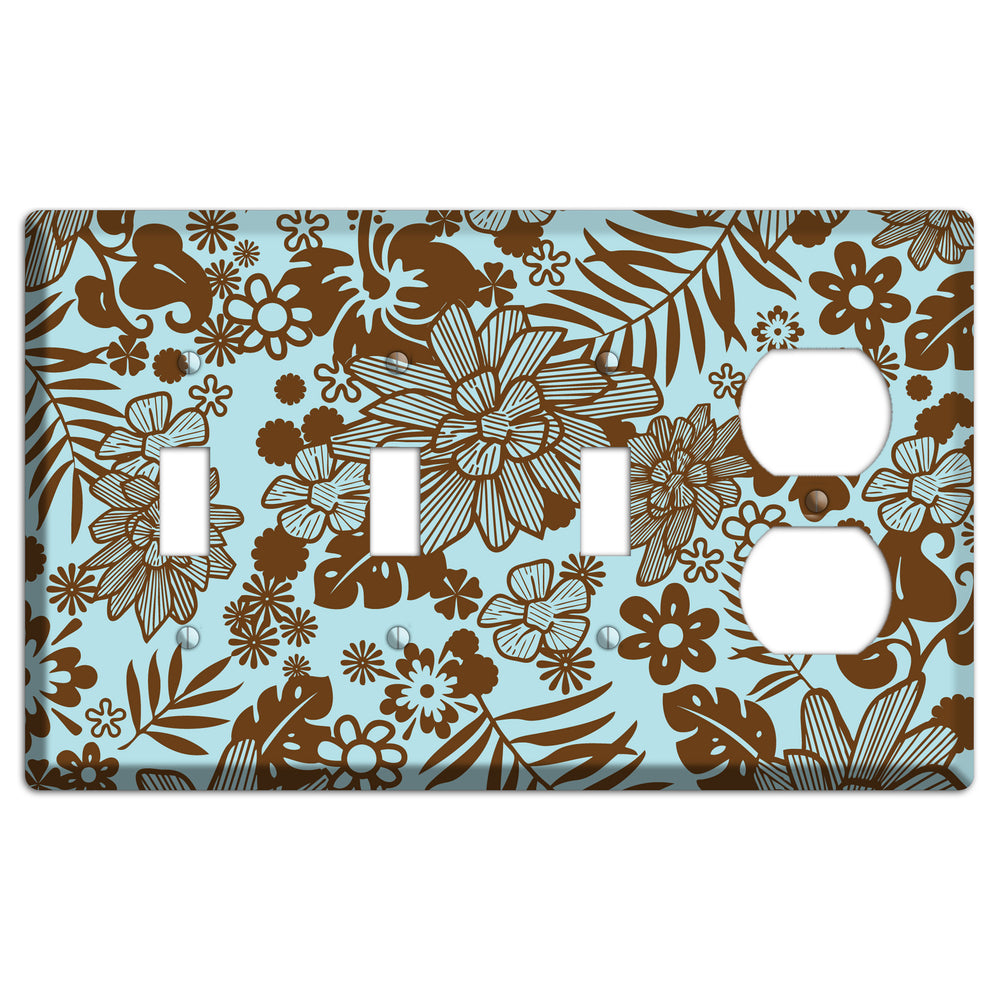 Blue and Brown Tropical 3 Toggle / Duplex Wallplate