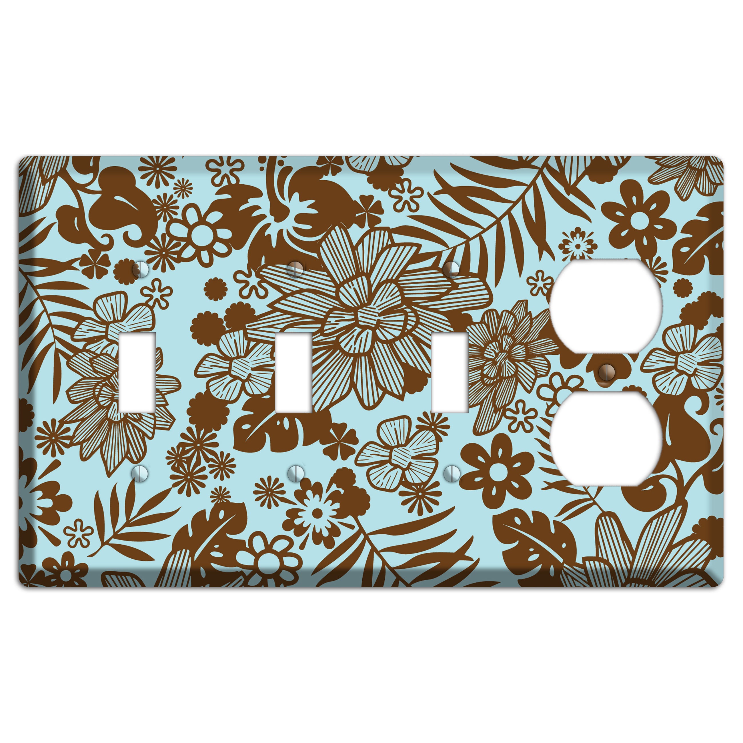 Blue and Brown Tropical 3 Toggle / Duplex Wallplate