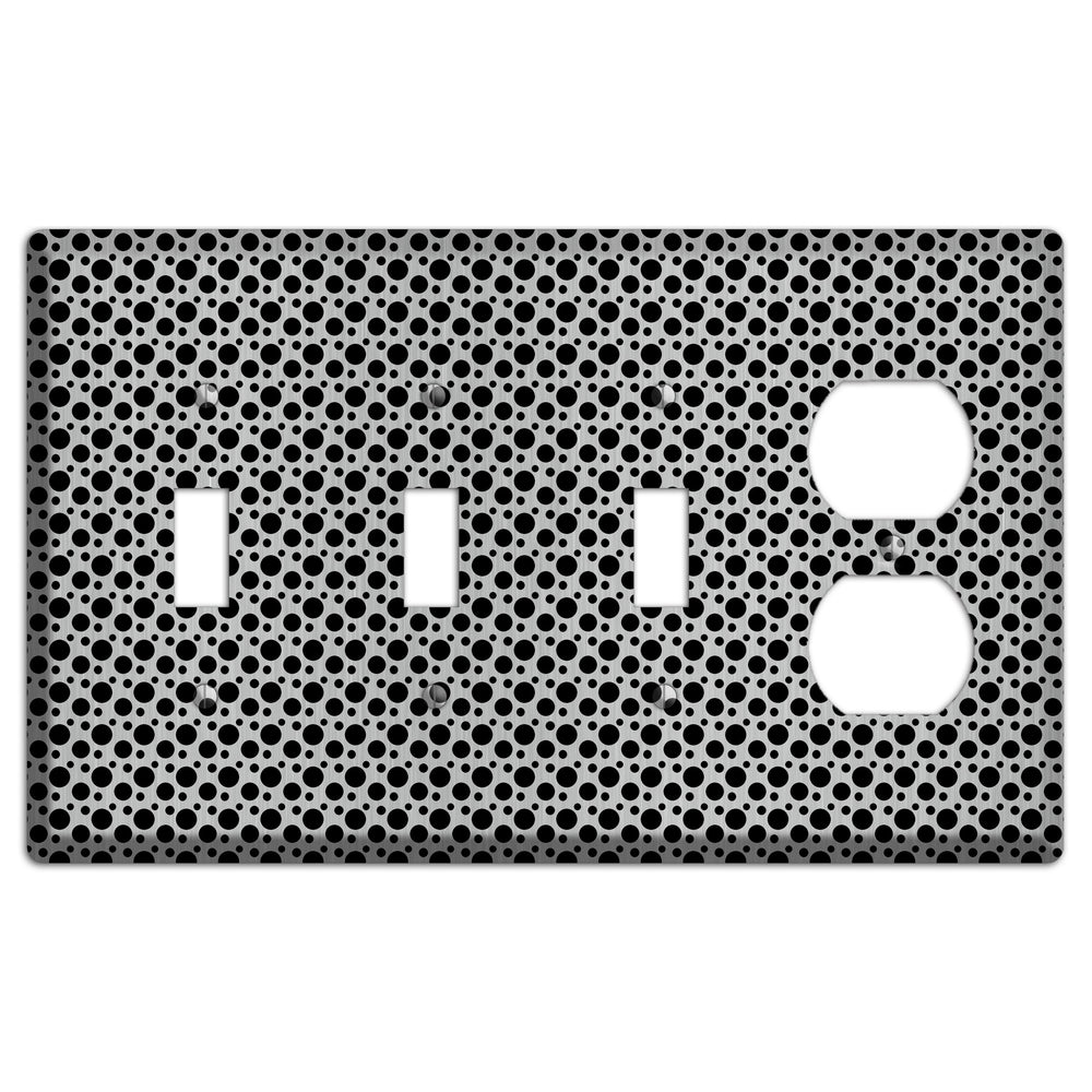 Small and Tiny Polka Dots Stainless Steel 3 Toggle / Duplex Wallplate