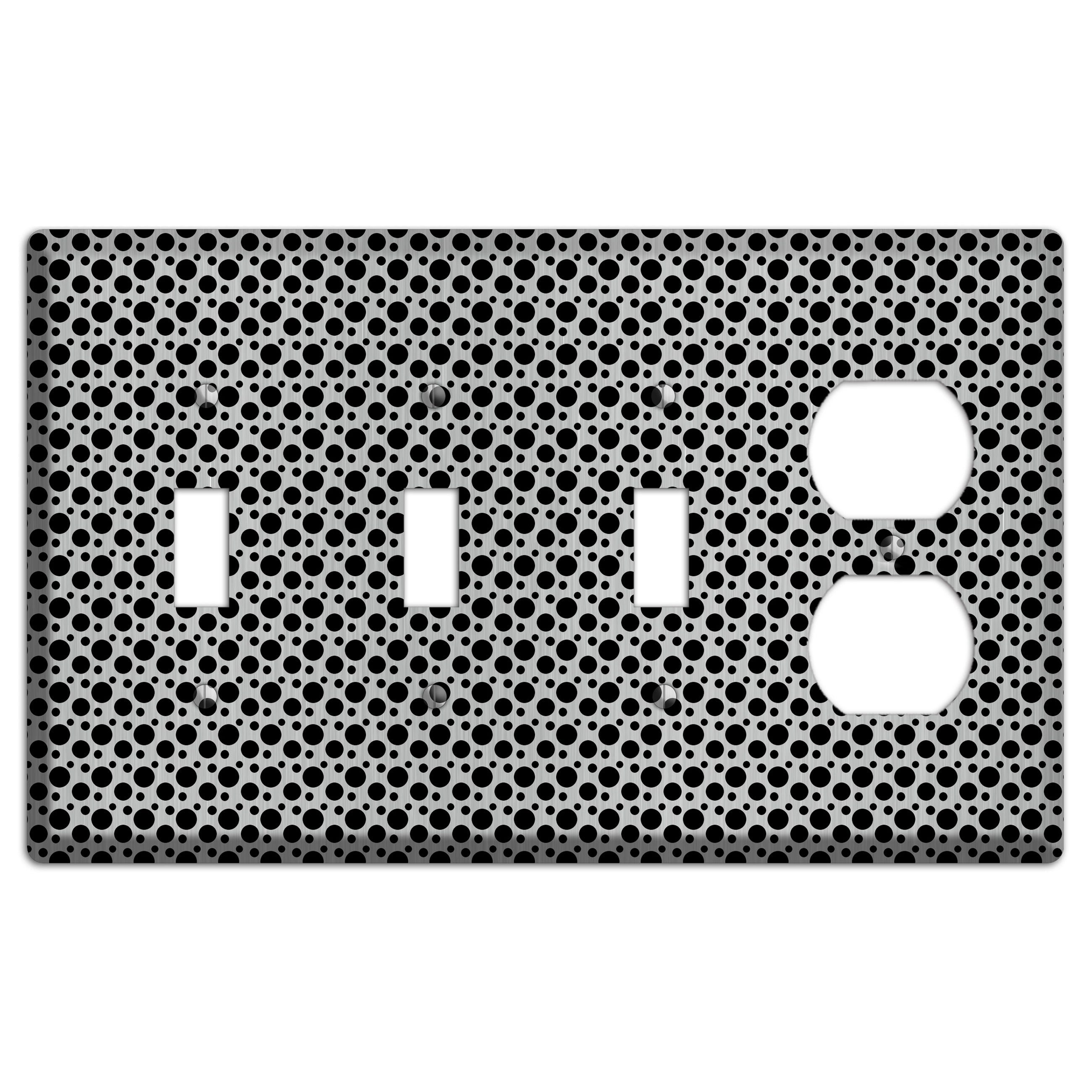 Small and Tiny Polka Dots Stainless 3 Toggle / Duplex Wallplate
