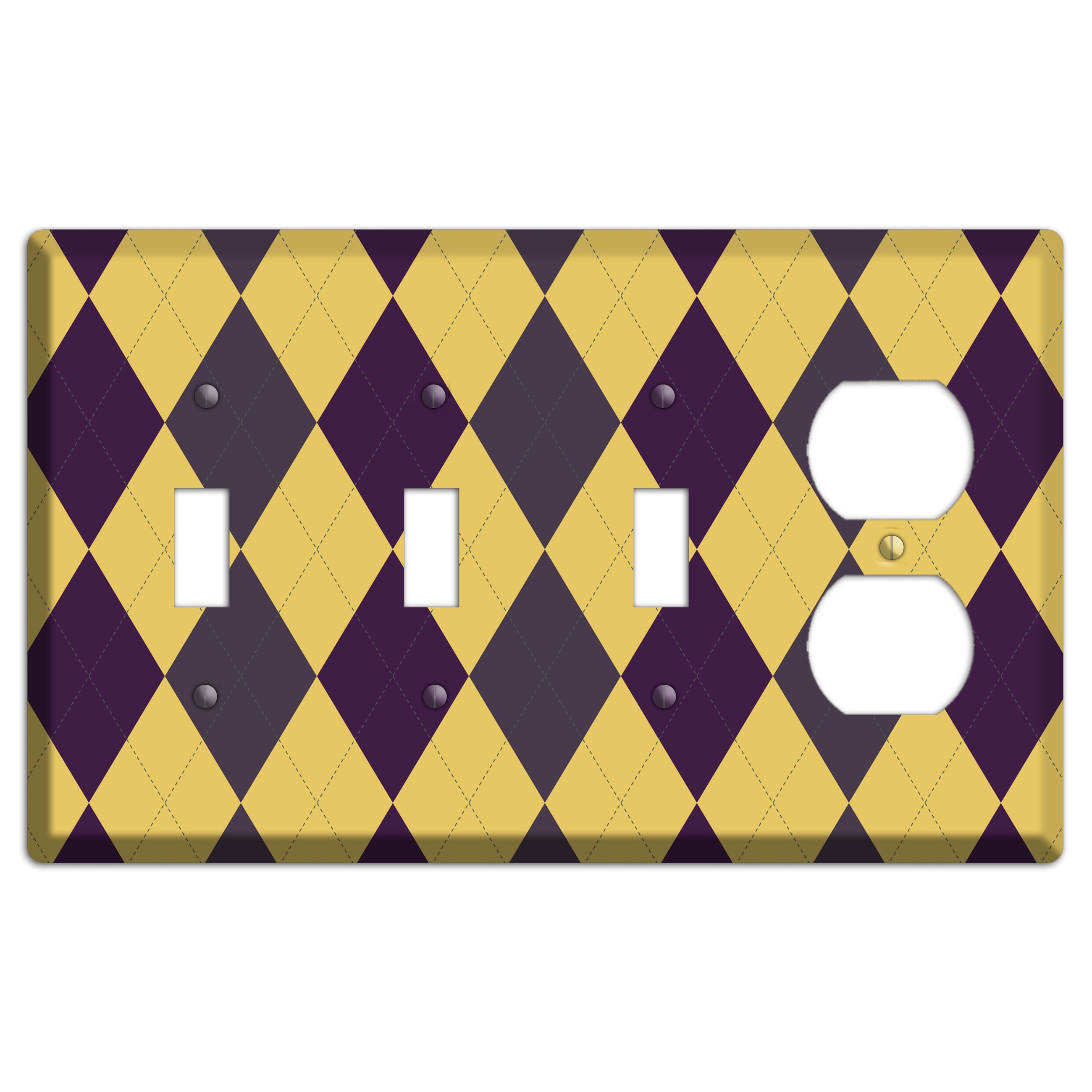 Yellow Plum Brown Argyle 3 Toggle / Duplex Wallplate